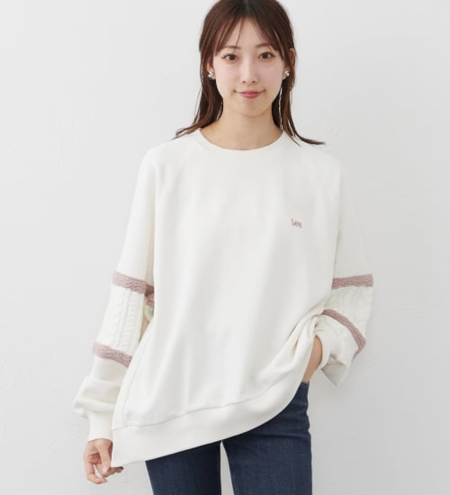 Lee(リー)のKNITPANELSLEEVE SWEAT/ニットパネルスリーブスウェット【親子】|トップス/スウェット/レディース|ピンク