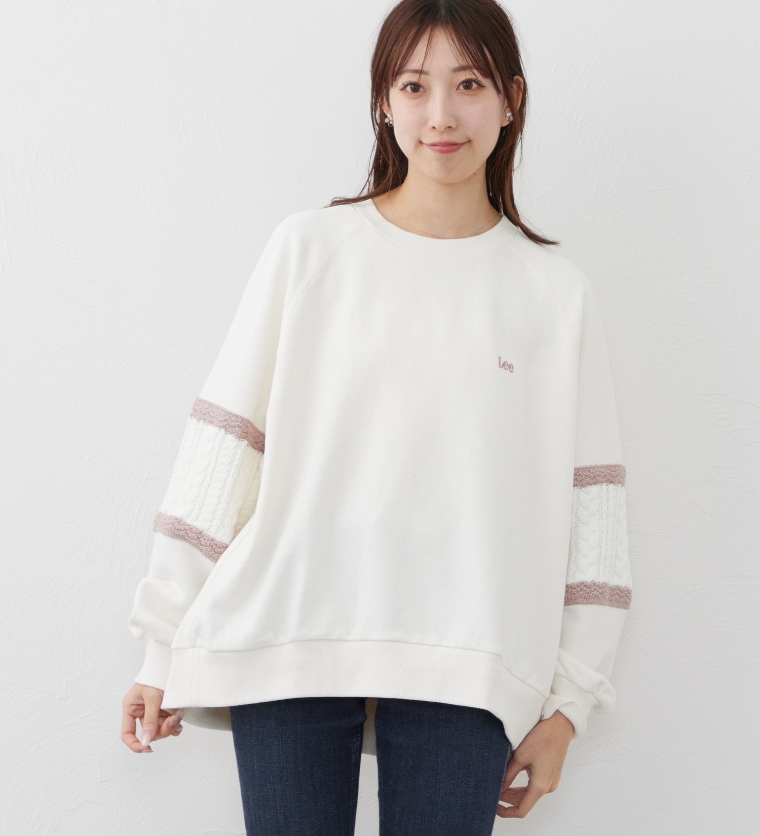 Lee(リー)のKNITPANELSLEEVE SWEAT/ニットパネルスリーブスウェット【親子】|トップス/スウェット/レディース|ピンク