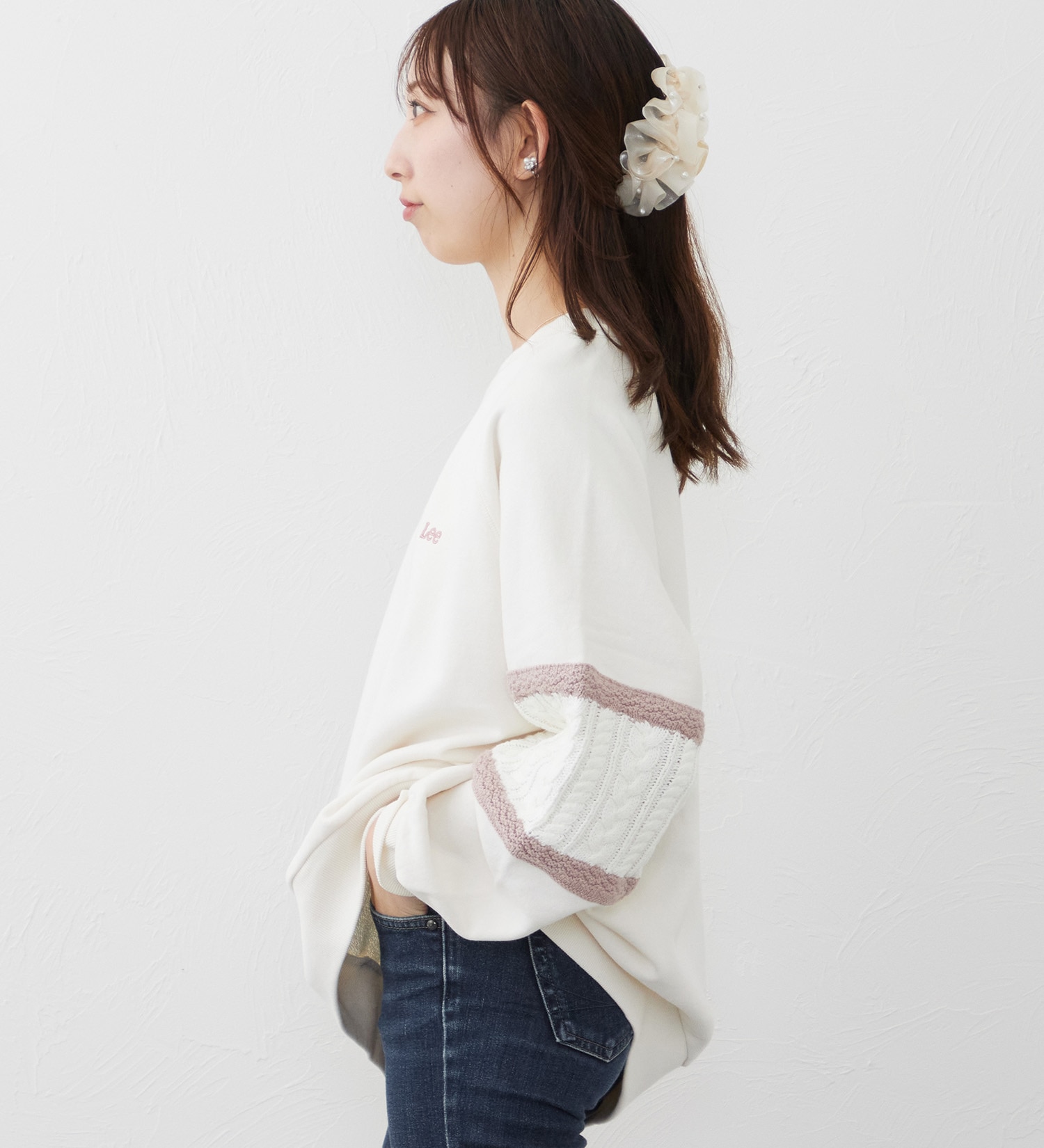 Lee(リー)のKNITPANELSLEEVE SWEAT/ニットパネルスリーブスウェット【親子】|トップス/スウェット/レディース|ピンク