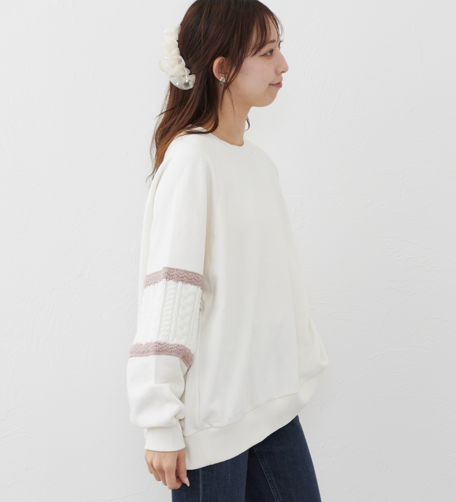 Lee(リー)のKNITPANELSLEEVE SWEAT/ニットパネルスリーブスウェット【親子】|トップス/スウェット/レディース|ピンク