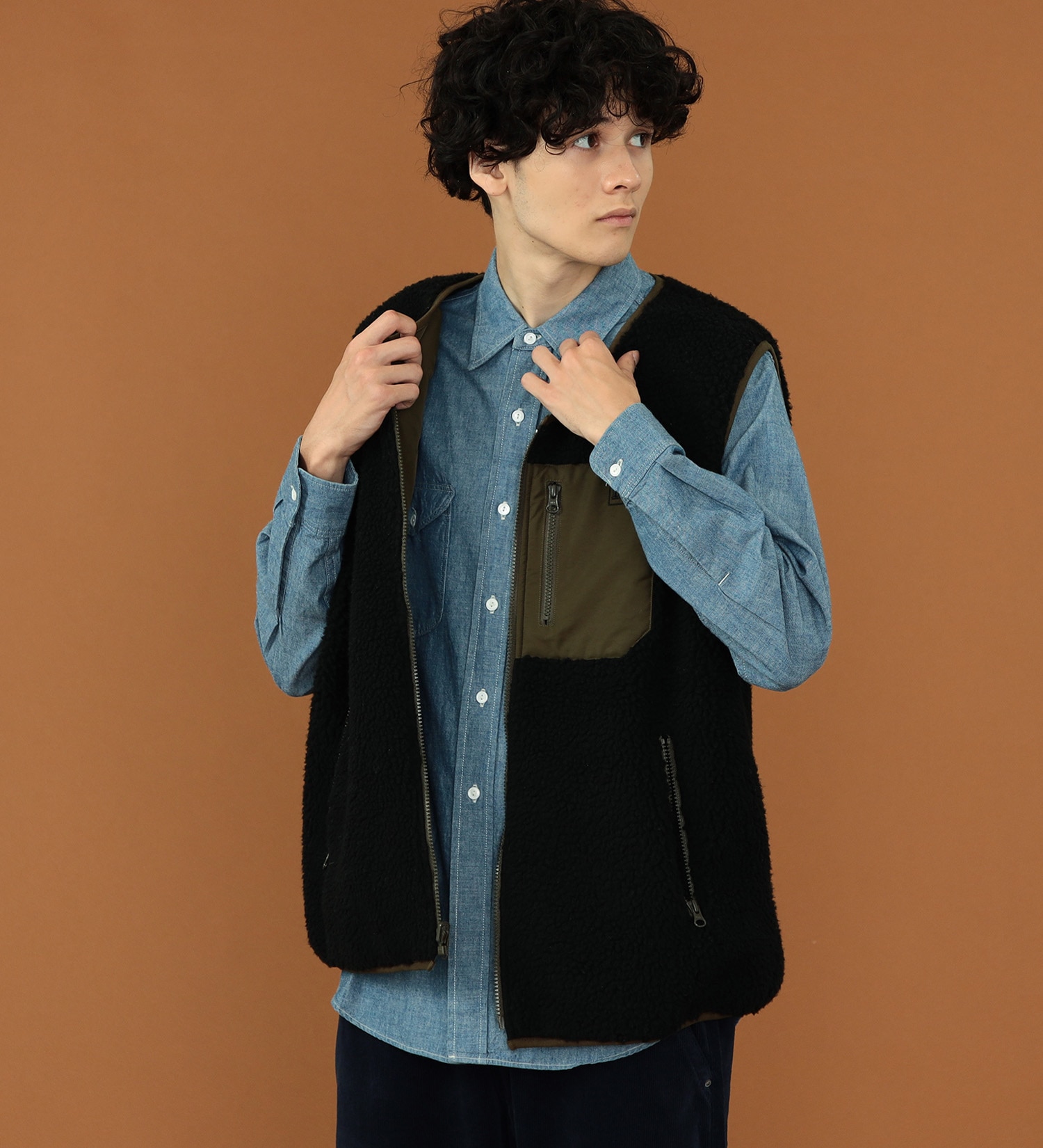 Lee(リー)の【OUTER FAIR 10％OFF】【SALE】【ユニセックス】【親子】Lee ボアベスト リバーシブル|トップス/その他トップス/メンズ|ブラック