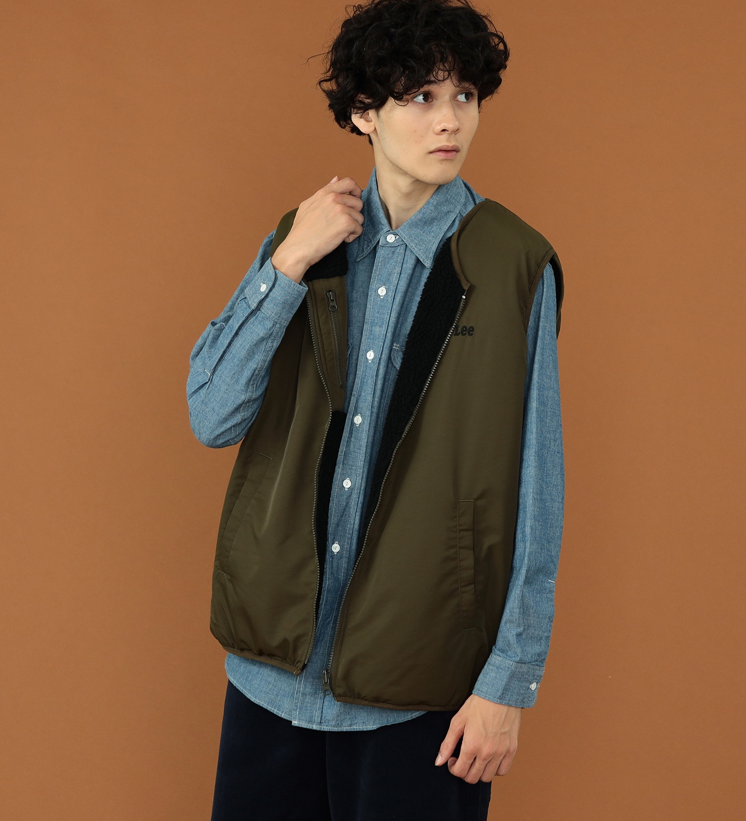 Lee(リー)の【OUTER FAIR 10％OFF】【SALE】【ユニセックス】【親子】Lee ボアベスト リバーシブル|トップス/その他トップス/メンズ|ブラック