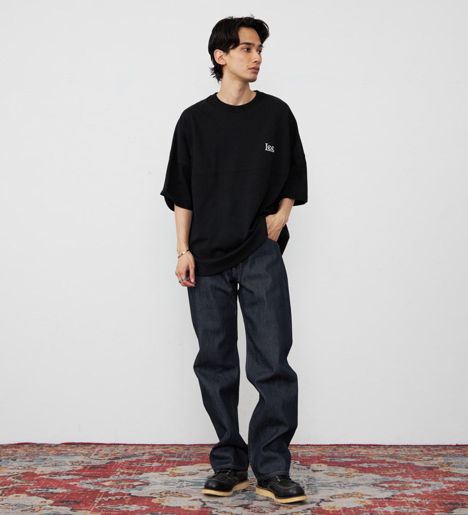 Lee(リー)のラウンドヘムショートスリーブTシャツ|トップス/Tシャツ/カットソー/メンズ|ブラック