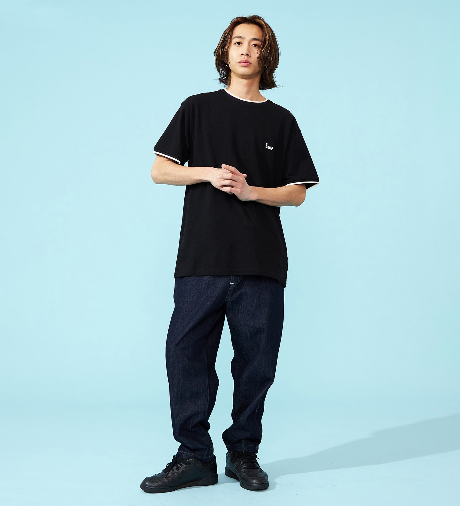 Lee(リー)の【おまとめ割対象】鹿の子ラインリブTシャツ|トップス/Tシャツ/カットソー/メンズ|ブラック