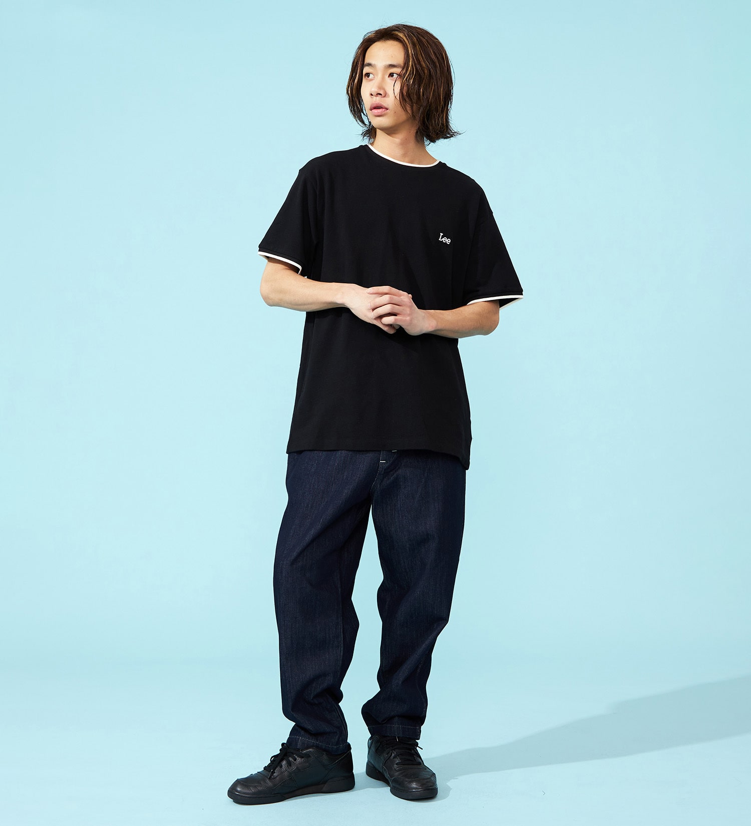 Lee(リー)の【おまとめ割対象】鹿の子ラインリブTシャツ|トップス/Tシャツ/カットソー/メンズ|ブラック