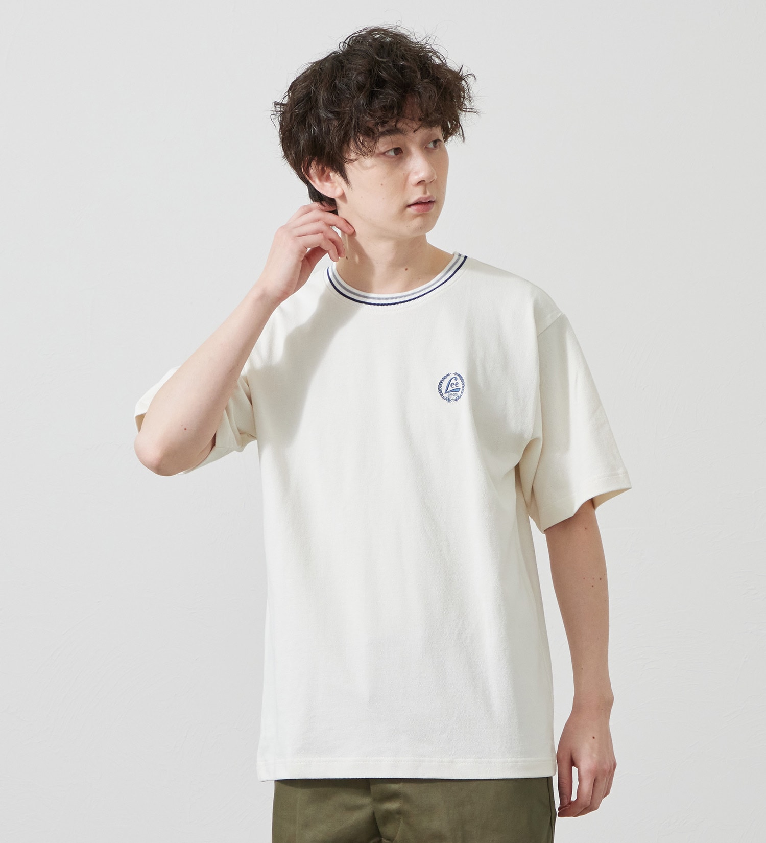 Lee(リー)のラインリブTシャツ カノコ素材|トップス/Tシャツ/カットソー/メンズ|ホワイト