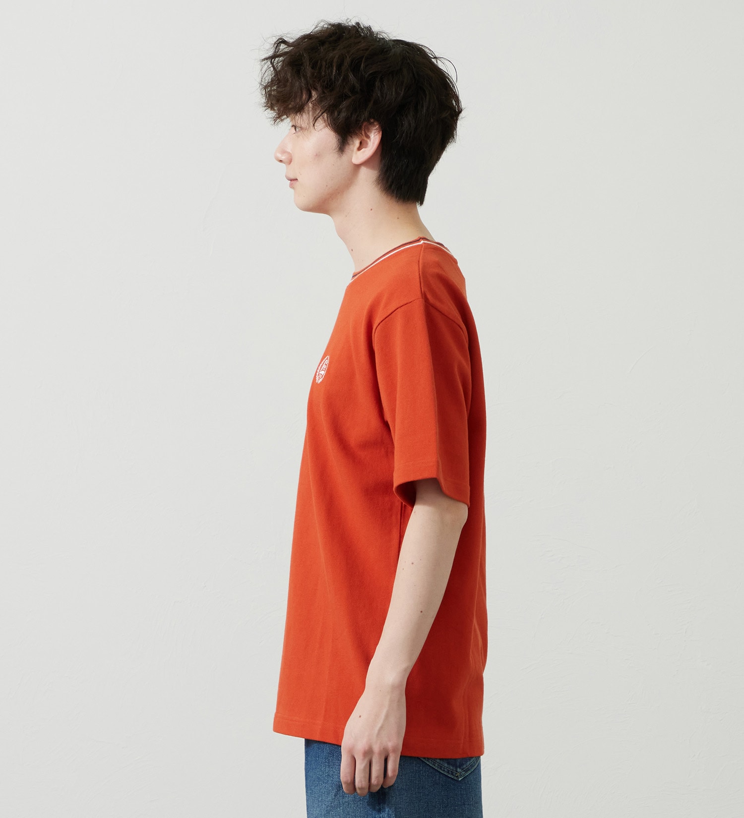 Lee(リー)のラインリブTシャツ カノコ素材|トップス/Tシャツ/カットソー/メンズ|オレンジ