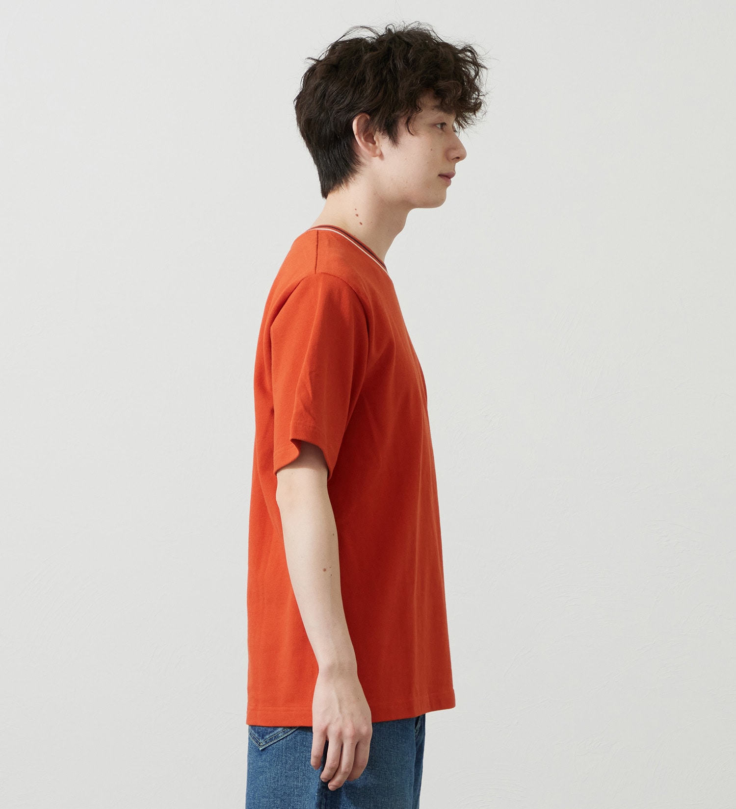 Lee(リー)のラインリブTシャツ カノコ素材|トップス/Tシャツ/カットソー/メンズ|オレンジ
