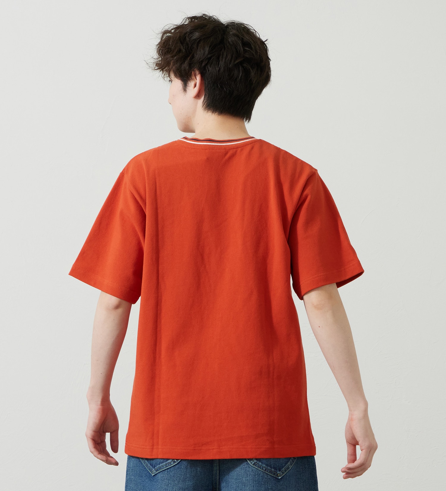 Lee(リー)のラインリブTシャツ カノコ素材|トップス/Tシャツ/カットソー/メンズ|オレンジ