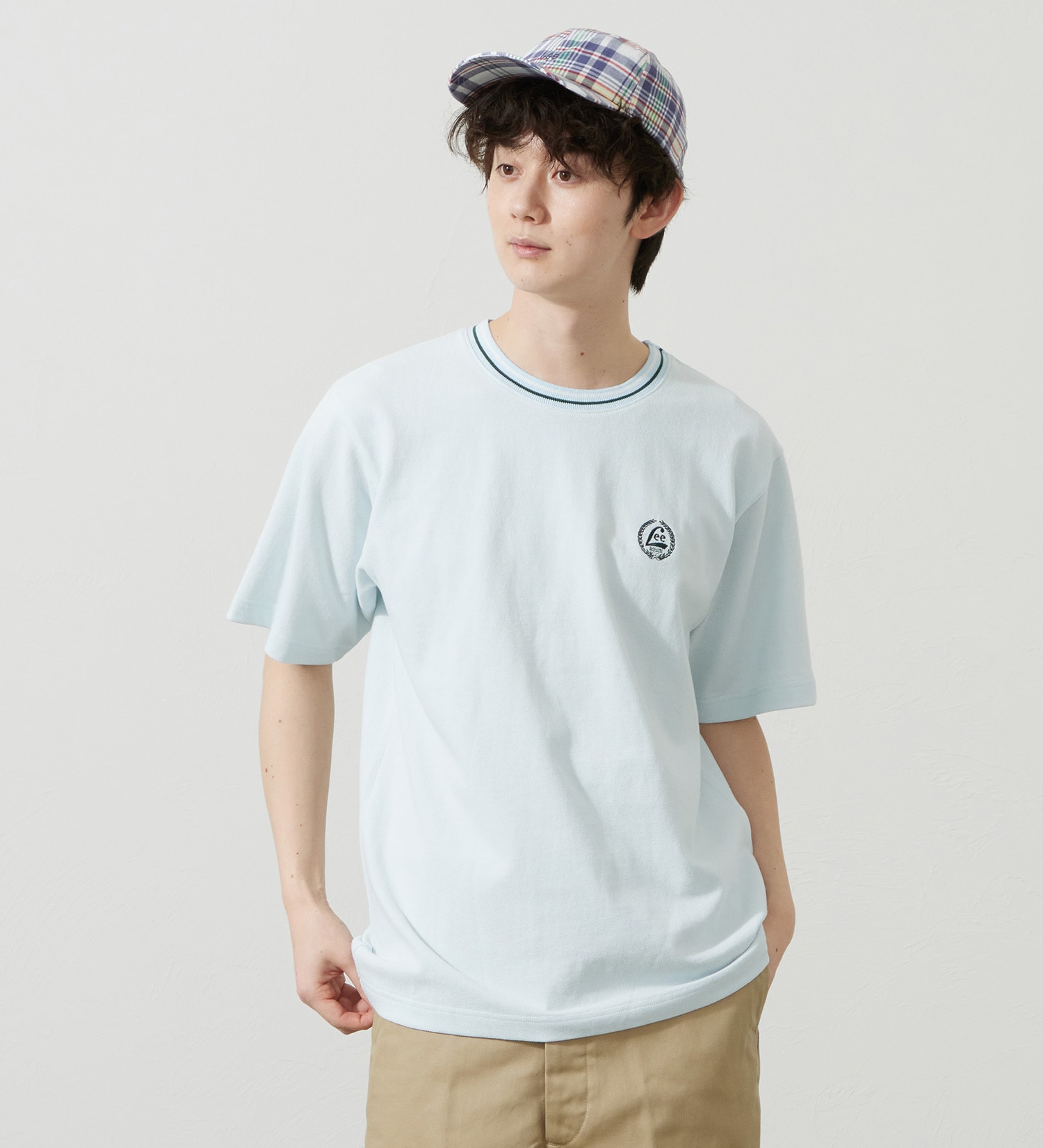 Lee(リー)のラインリブTシャツ カノコ素材|トップス/Tシャツ/カットソー/メンズ|ブルー