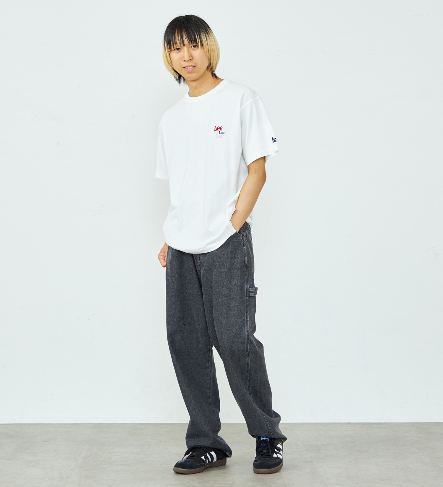 Lee(リー)のトリプルLeeロゴ刺繍Tシャツ|トップス/Tシャツ/カットソー/メンズ|ホワイト