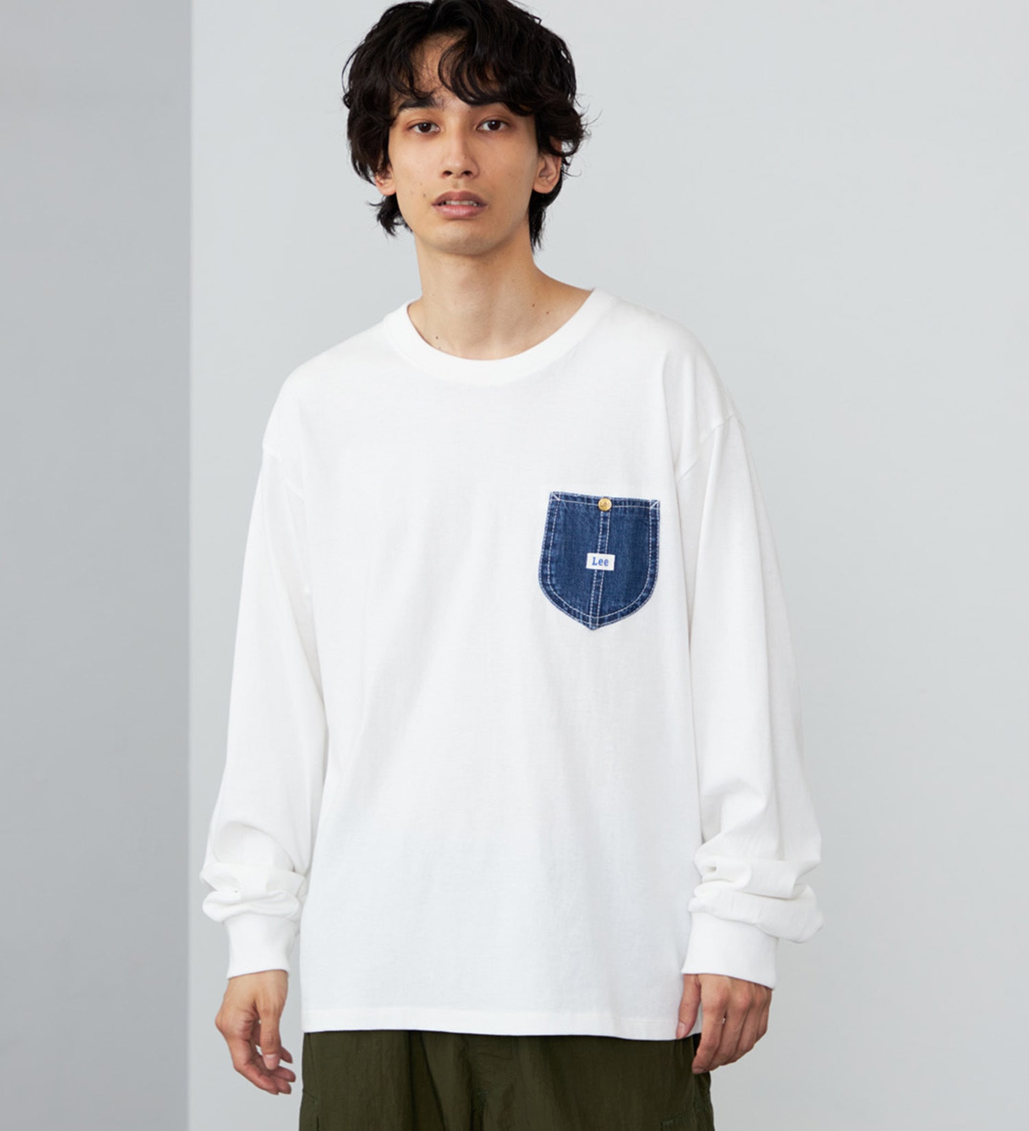 Lee(リー)のデニムポケット ロングスリーブTシャツ【ロングセラー】|トップス/Tシャツ/カットソー/メンズ|ホワイト
