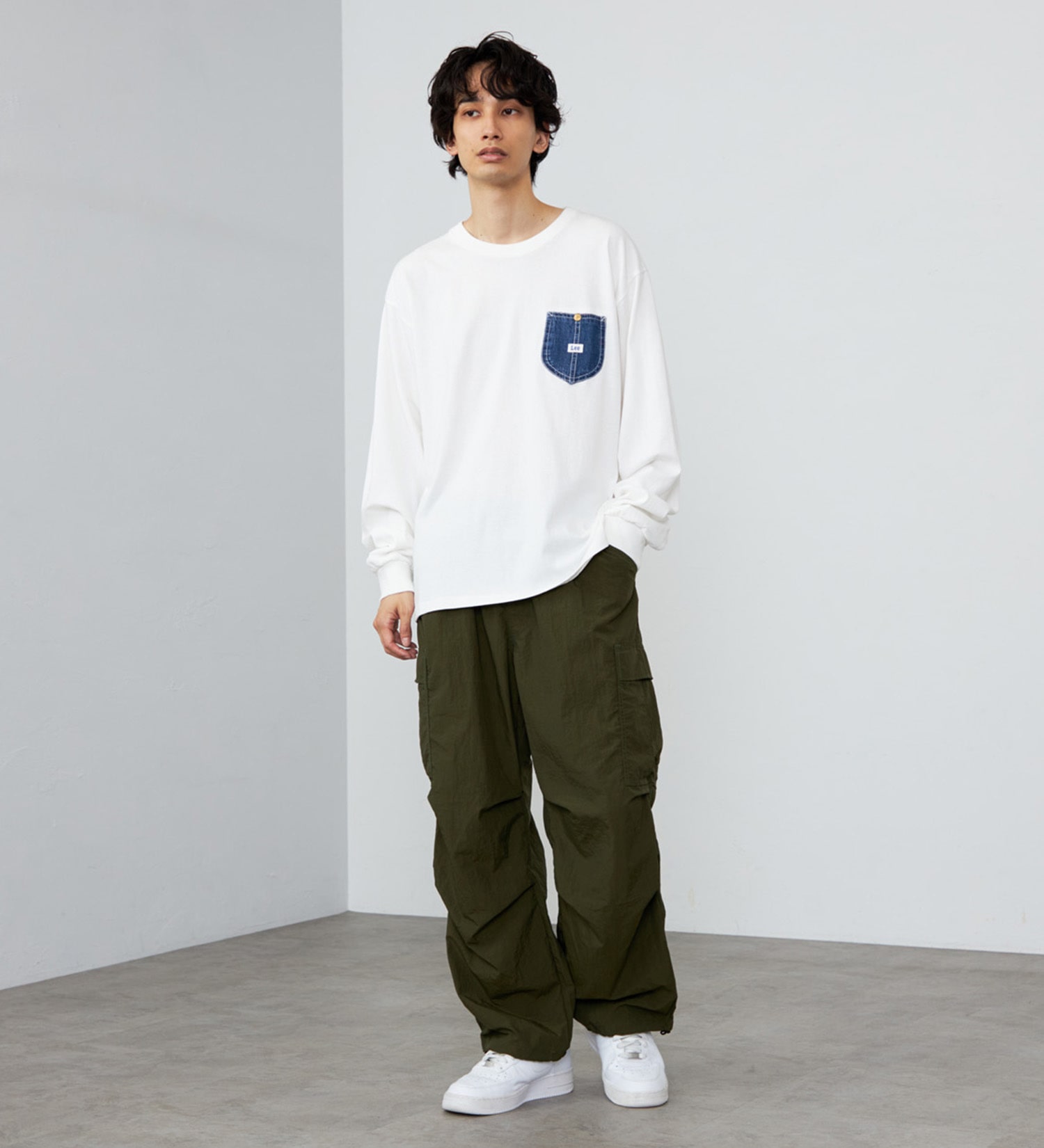 Lee(リー)のデニムポケット ロングスリーブTシャツ【ロングセラー】|トップス/Tシャツ/カットソー/メンズ|ホワイト