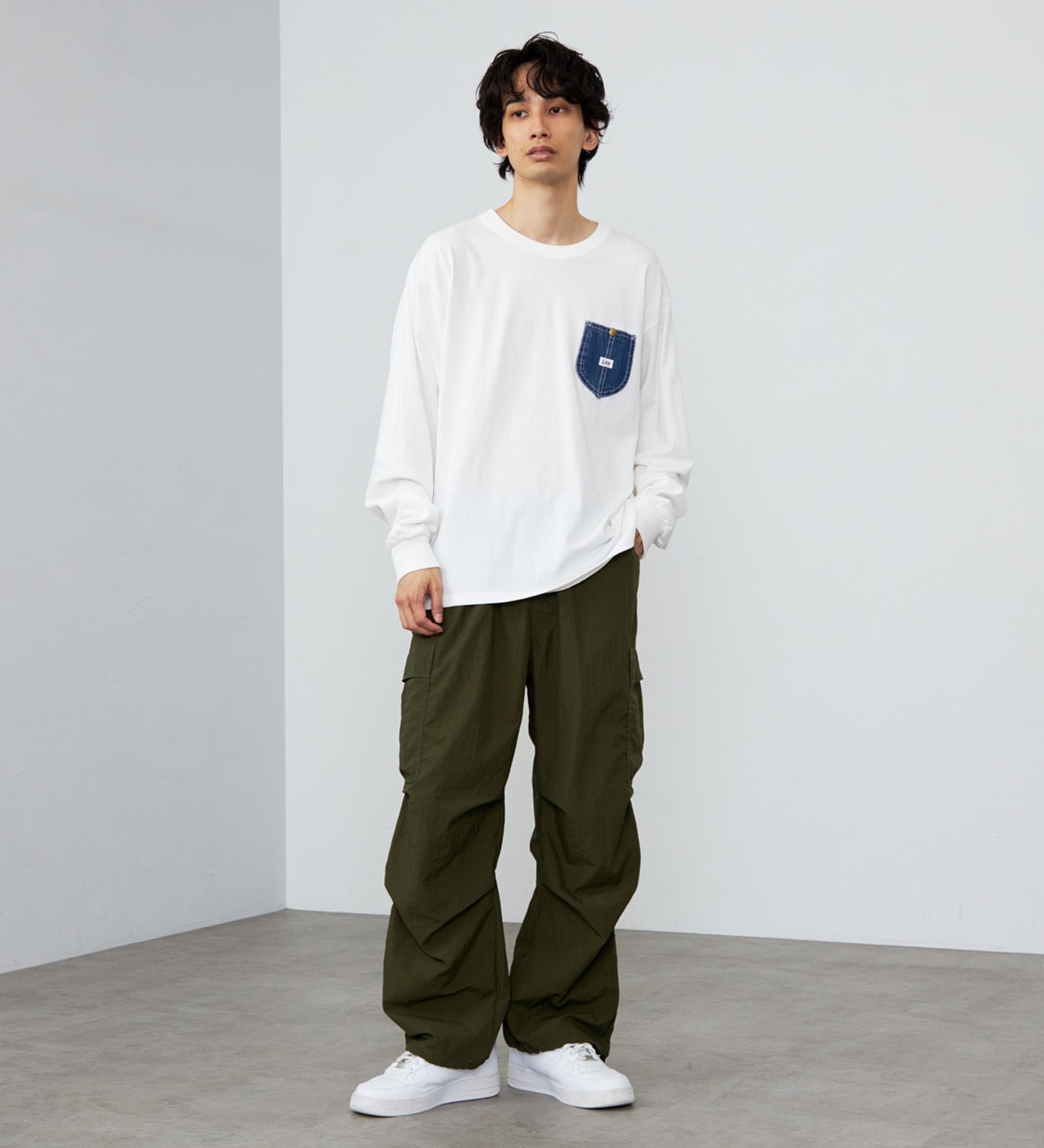 Lee(リー)のデニムポケット ロングスリーブTシャツ【ロングセラー】|トップス/Tシャツ/カットソー/メンズ|ホワイト