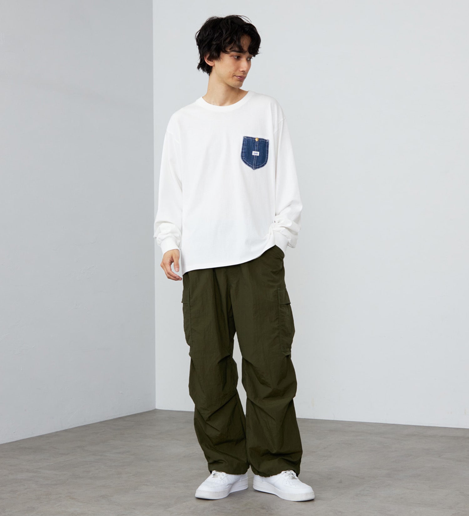 Lee(リー)のデニムポケット ロングスリーブTシャツ【ロングセラー】|トップス/Tシャツ/カットソー/メンズ|ホワイト