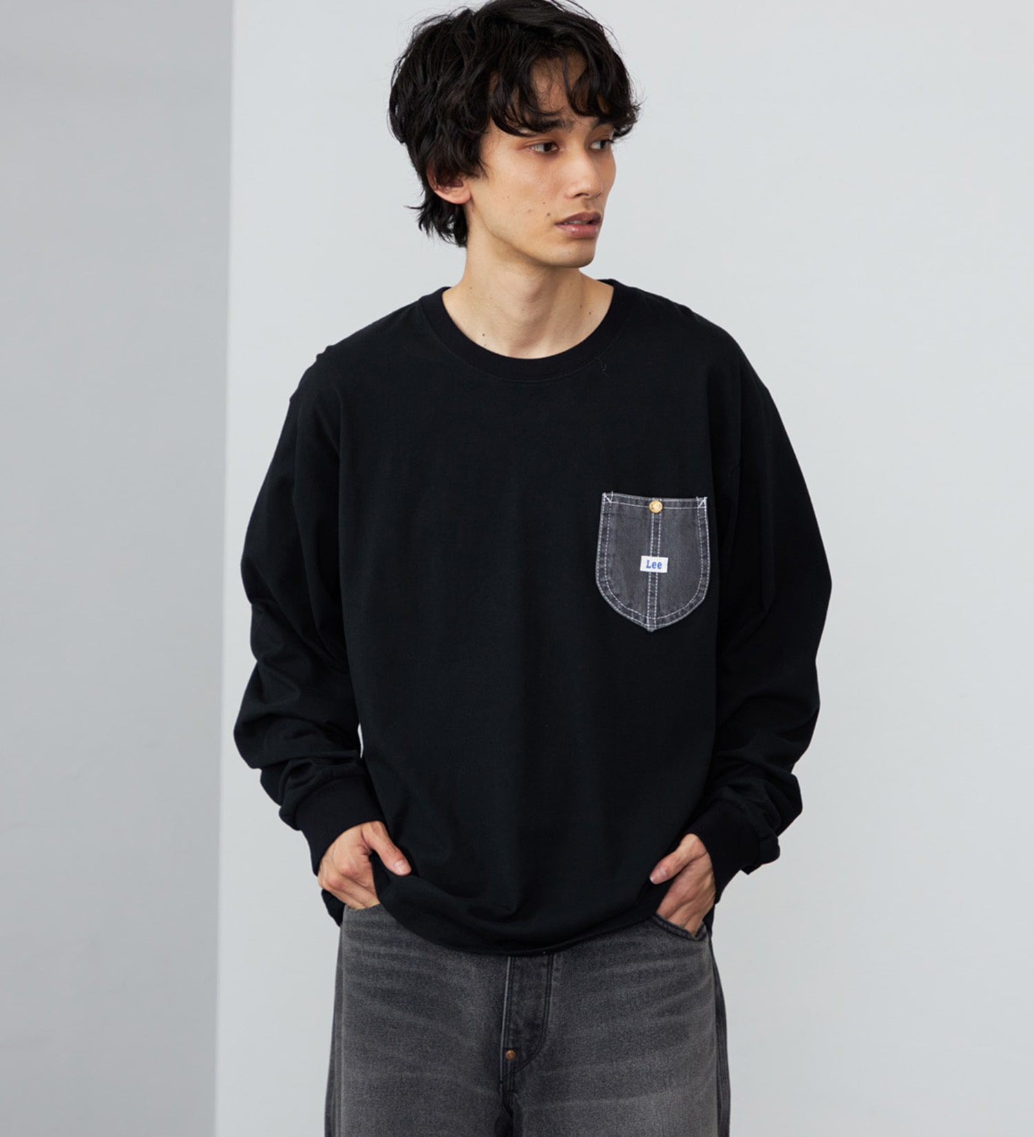 Lee(リー)のデニムポケット ロングスリーブTシャツ【ロングセラー】|トップス/Tシャツ/カットソー/メンズ|ブラック