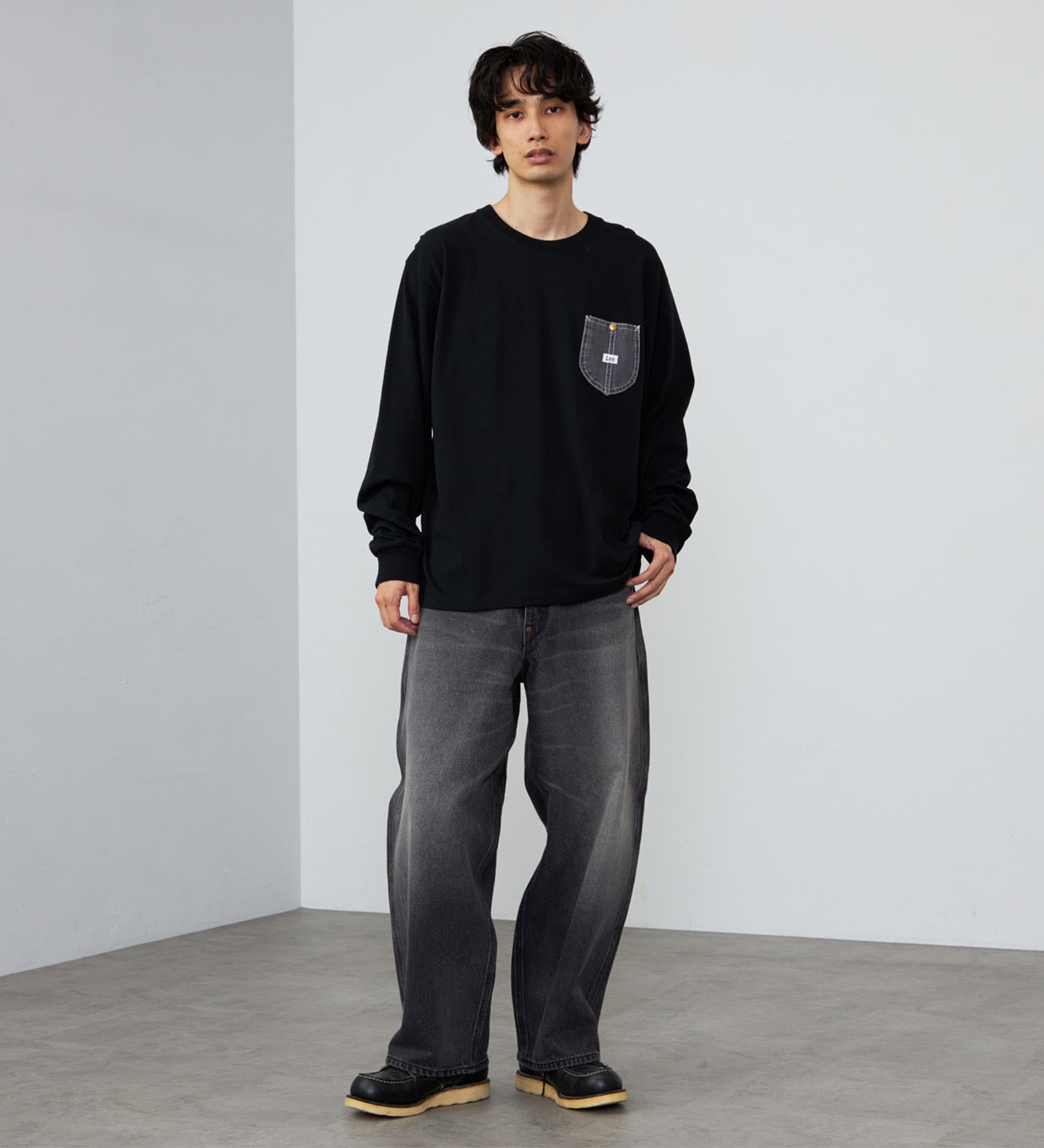 Lee(リー)のデニムポケット ロングスリーブTシャツ【ロングセラー】|トップス/Tシャツ/カットソー/メンズ|ブラック