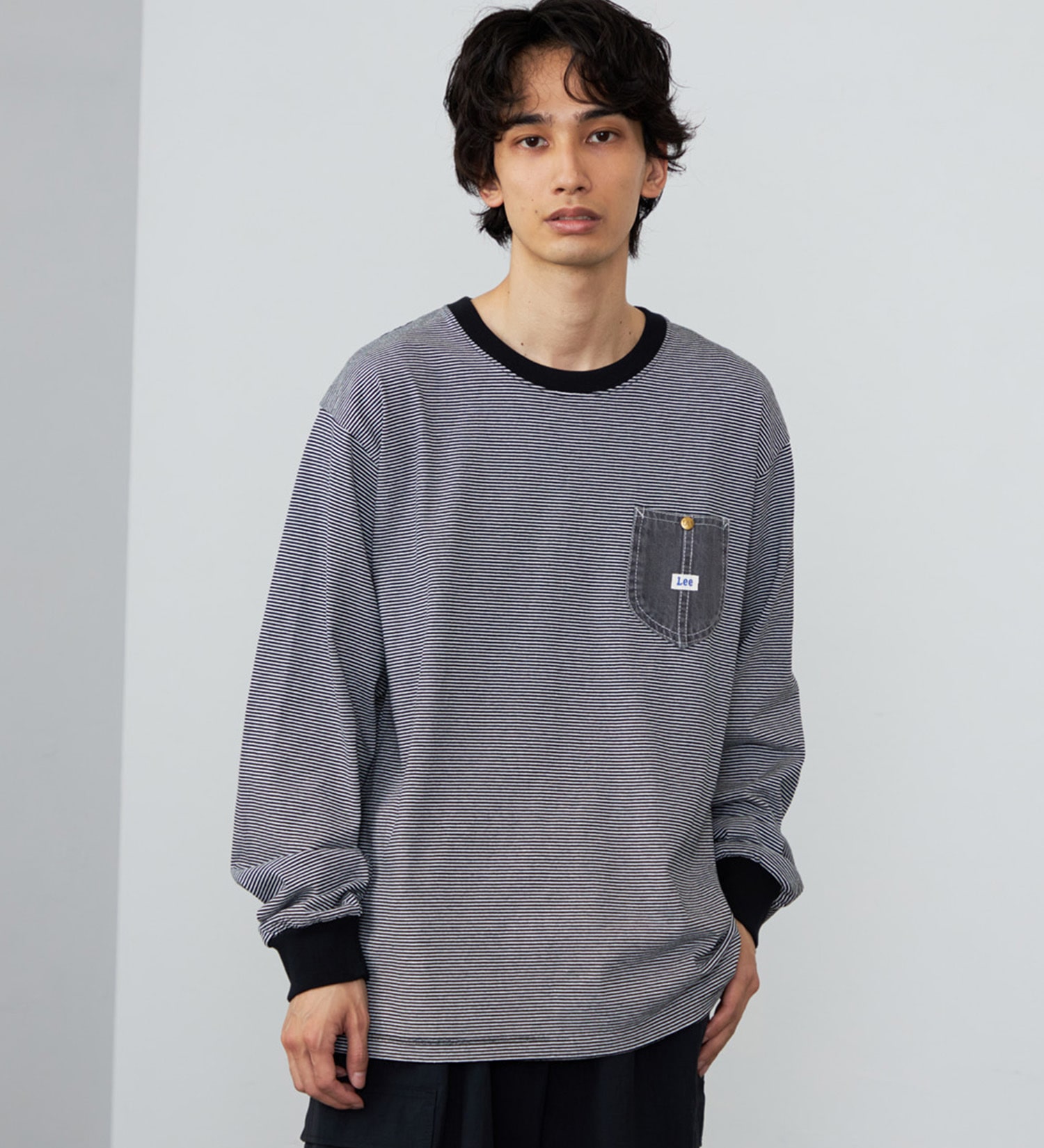 Lee(リー)のデニムポケット ロングスリーブTシャツ【ロングセラー】|トップス/Tシャツ/カットソー/メンズ|ホワイトxブラック
