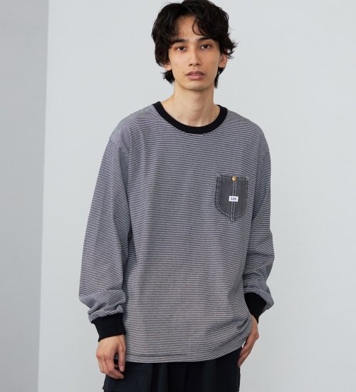 Lee(リー)のデニムポケット ロングスリーブTシャツ【ロングセラー】|トップス/Tシャツ/カットソー/メンズ|ホワイトxブラック