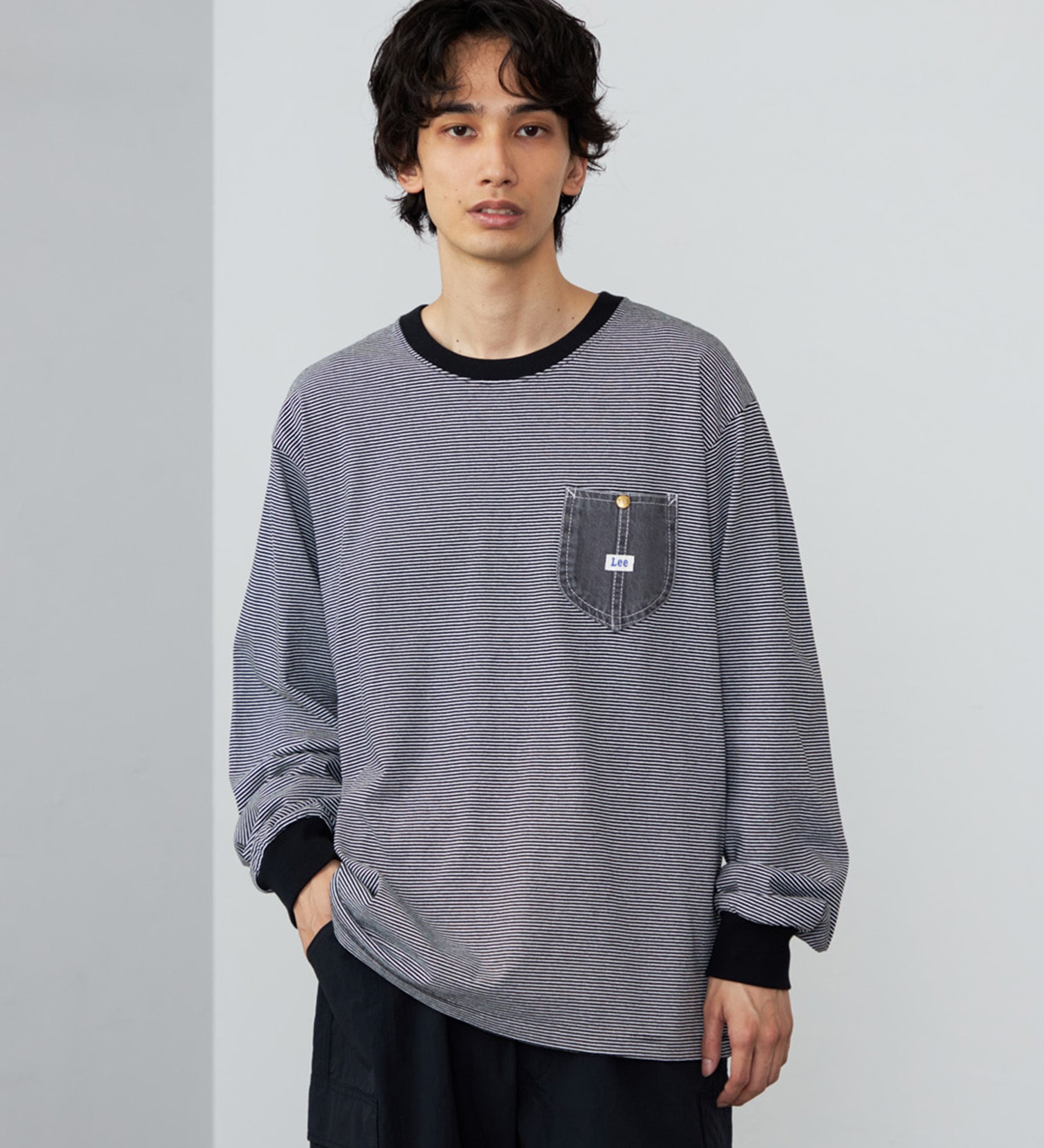 Lee(リー)のデニムポケット ロングスリーブTシャツ【ロングセラー】|トップス/Tシャツ/カットソー/メンズ|ホワイトxブラック