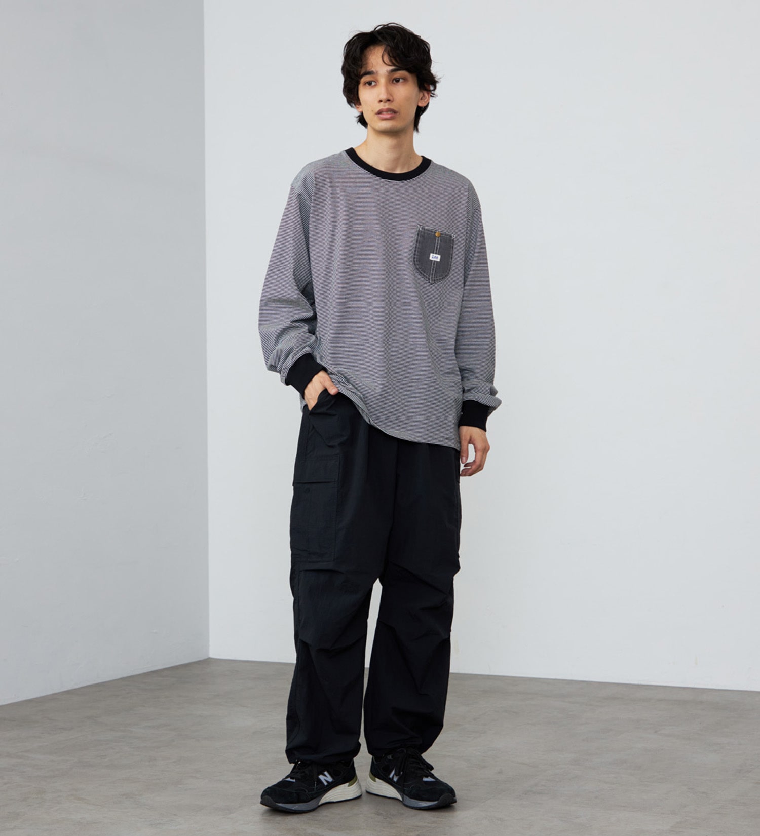 Lee(リー)のデニムポケット ロングスリーブTシャツ【ロングセラー】|トップス/Tシャツ/カットソー/メンズ|ホワイトxブラック