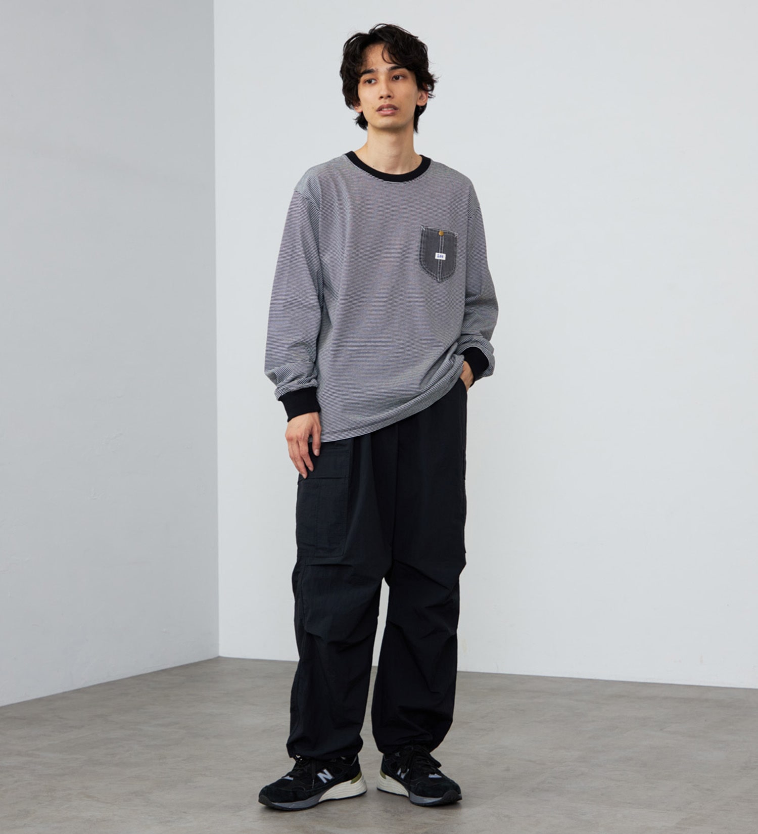 Lee(リー)のデニムポケット ロングスリーブTシャツ【ロングセラー】|トップス/Tシャツ/カットソー/メンズ|ホワイトxブラック