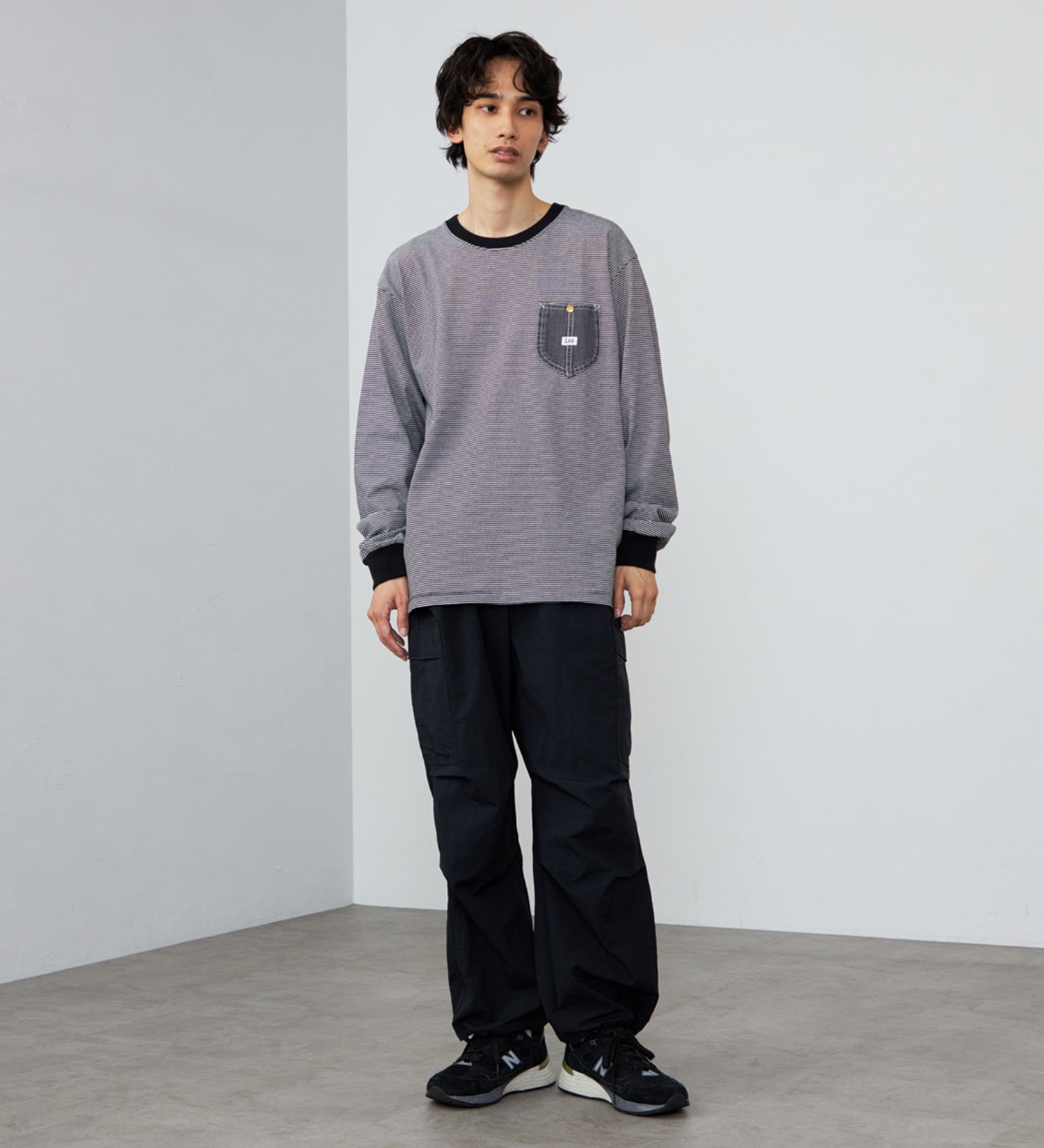 Lee(リー)のデニムポケット ロングスリーブTシャツ【ロングセラー】|トップス/Tシャツ/カットソー/メンズ|ホワイトxブラック