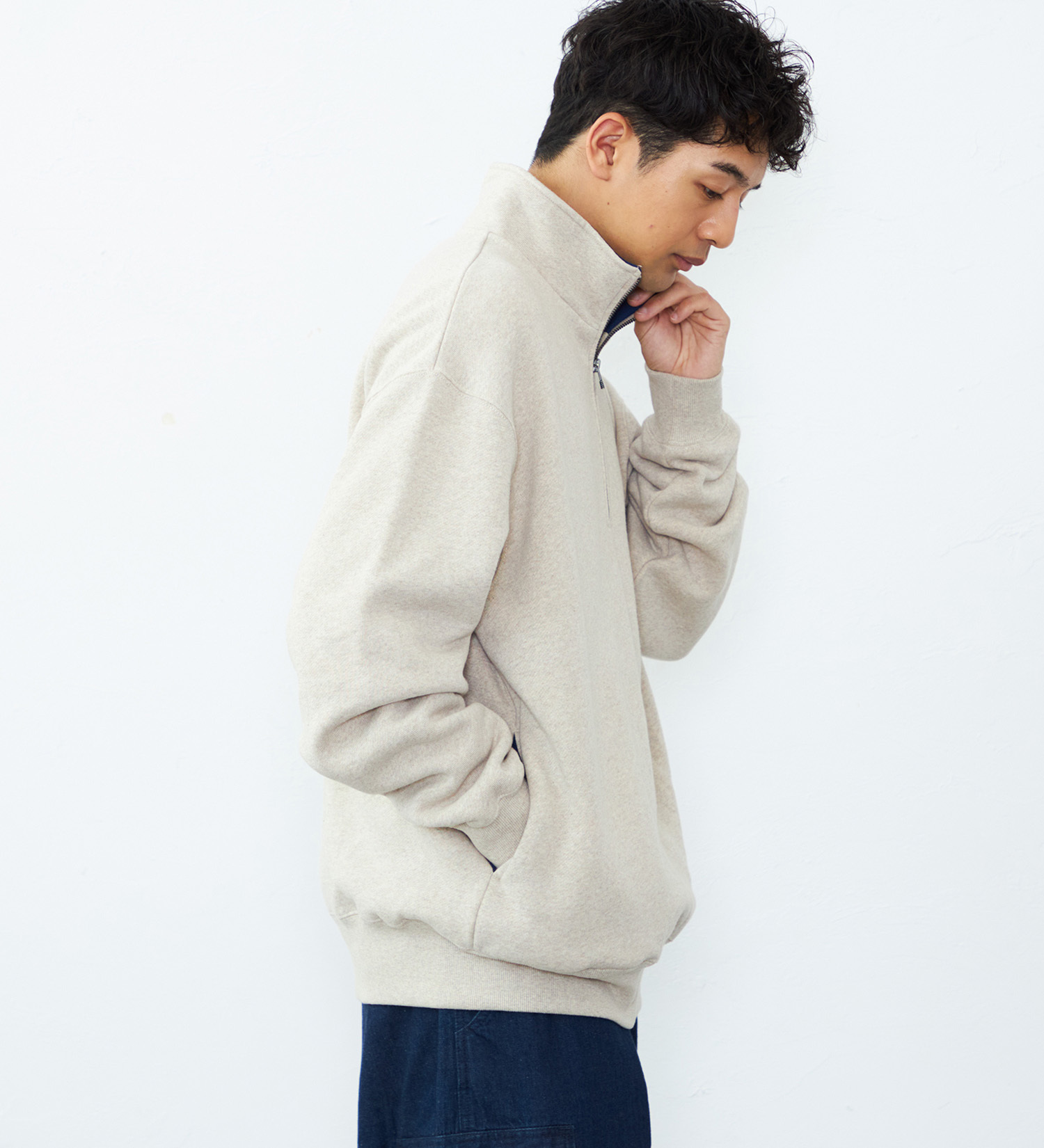 Lee(リー)のハーフジップスウェット 裏起毛|トップス/スウェット/メンズ|ベージュ