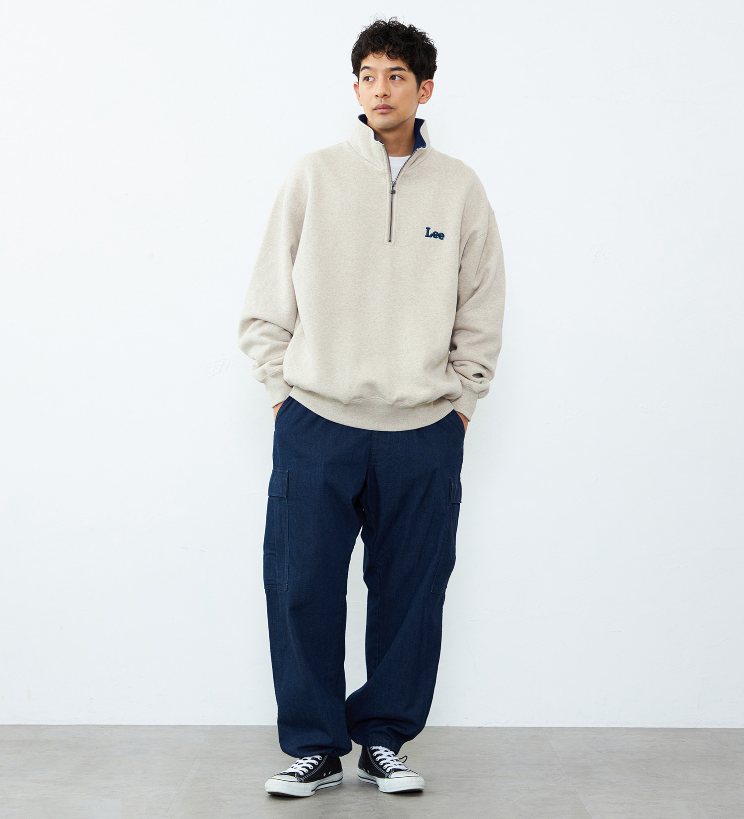 Lee(リー)のハーフジップスウェット 裏起毛|トップス/スウェット/メンズ|ベージュ