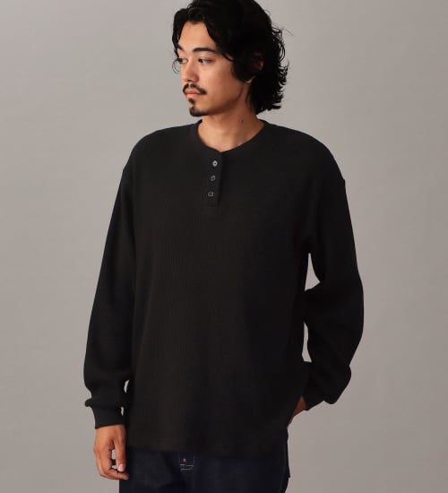 Lee(リー)のヘンリーネック L/S Teeシャツ|トップス/Tシャツ/カットソー/メンズ|ブラック