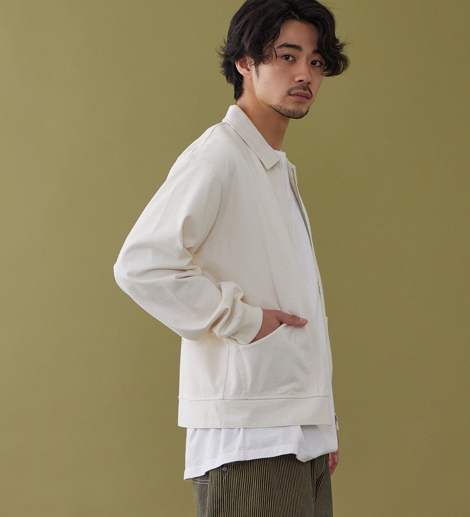 Lee(リー)のZIP-UP CUT JACKET / ジップアップジャケット|トップス/スウェット/メンズ|アイボリー