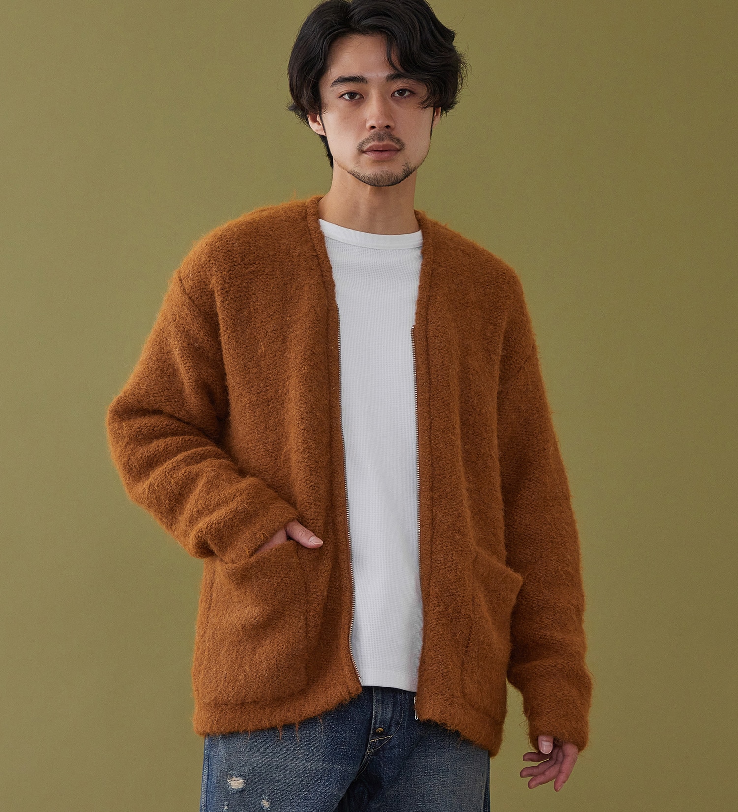 Lee(リー)のZIP-KNIT JACKET / ジップニットジャケット|トップス/ニット/セーター/メンズ|オレンジ
