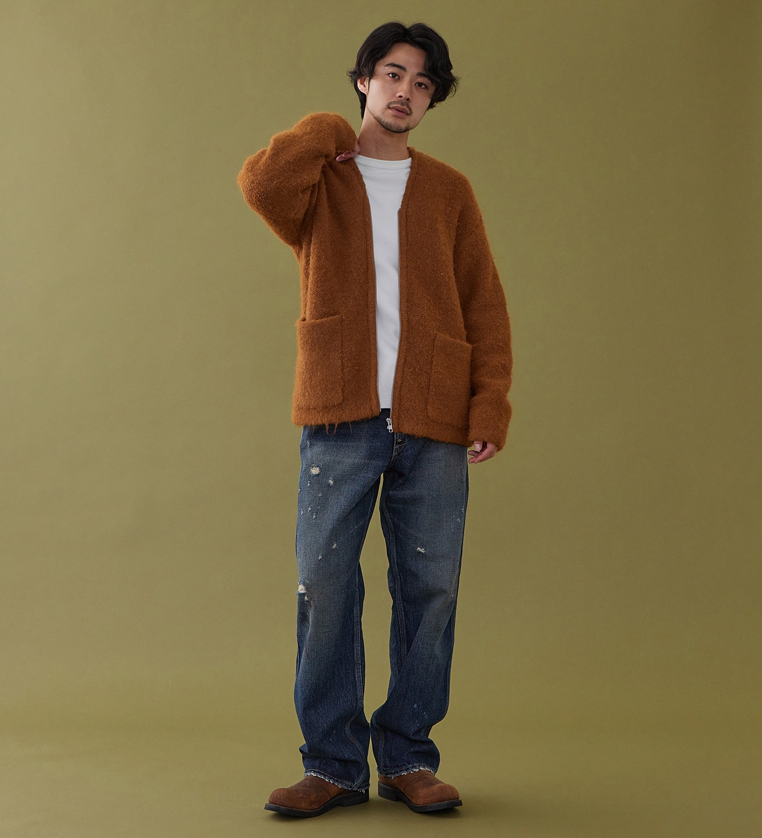 Lee(リー)のZIP-KNIT JACKET / ジップニットジャケット|トップス/ニット/セーター/メンズ|オレンジ