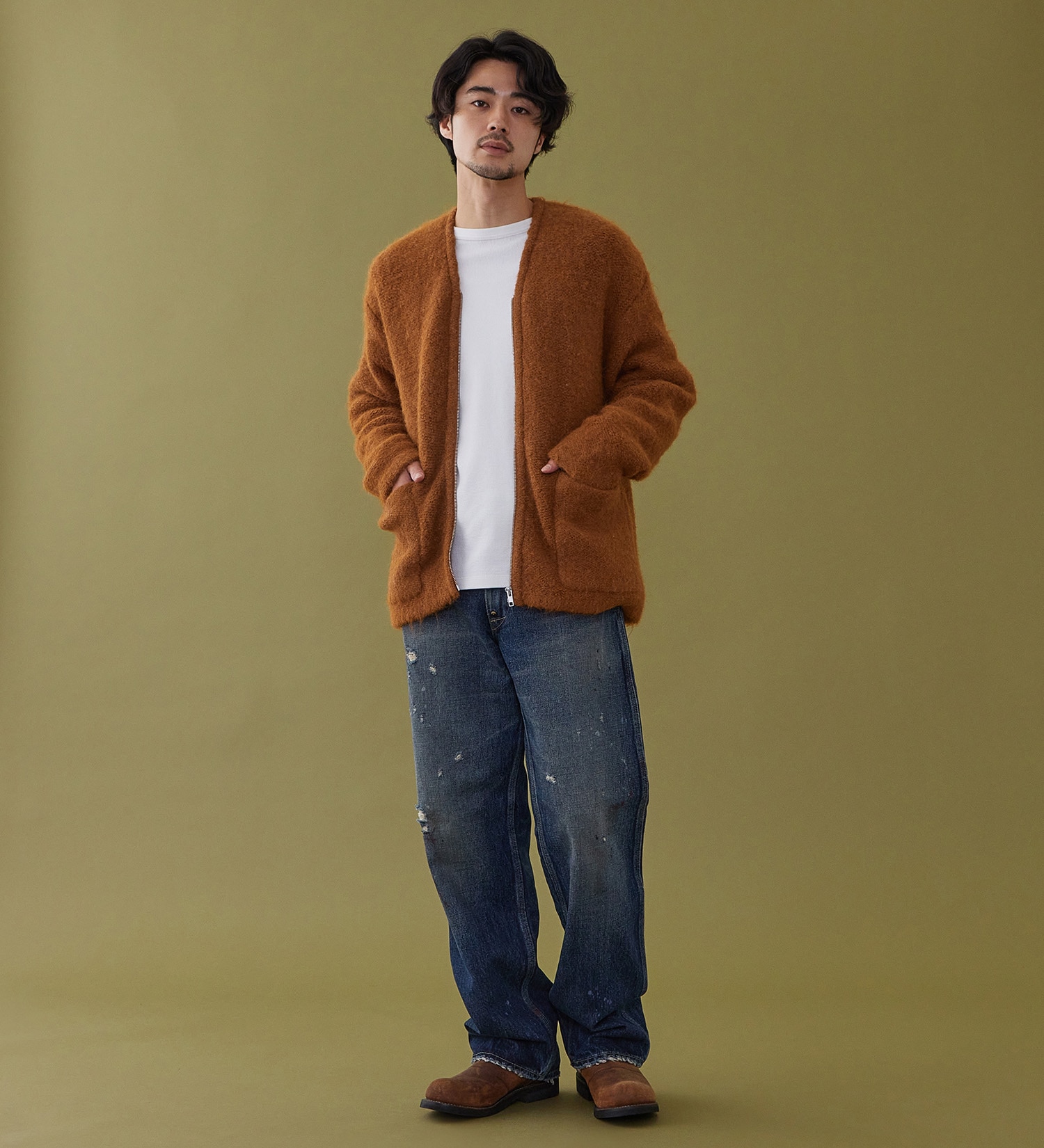 Lee(リー)のZIP-KNIT JACKET / ジップニットジャケット|トップス/ニット/セーター/メンズ|オレンジ