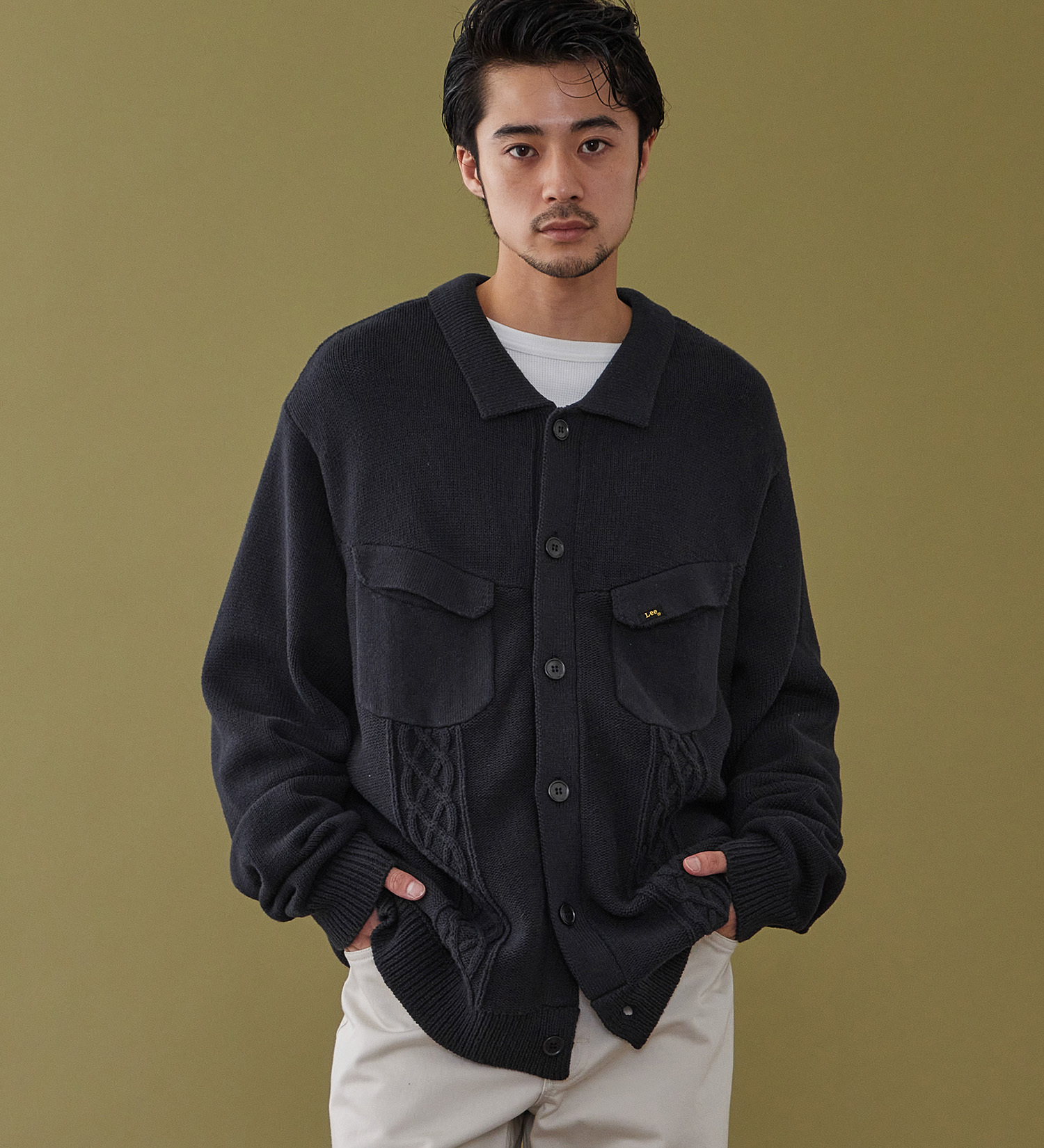 Lee(リー)のKNIT RIDERS JACKET / ニットライダースジャケット|トップス/ニット/セーター/メンズ|ネイビー