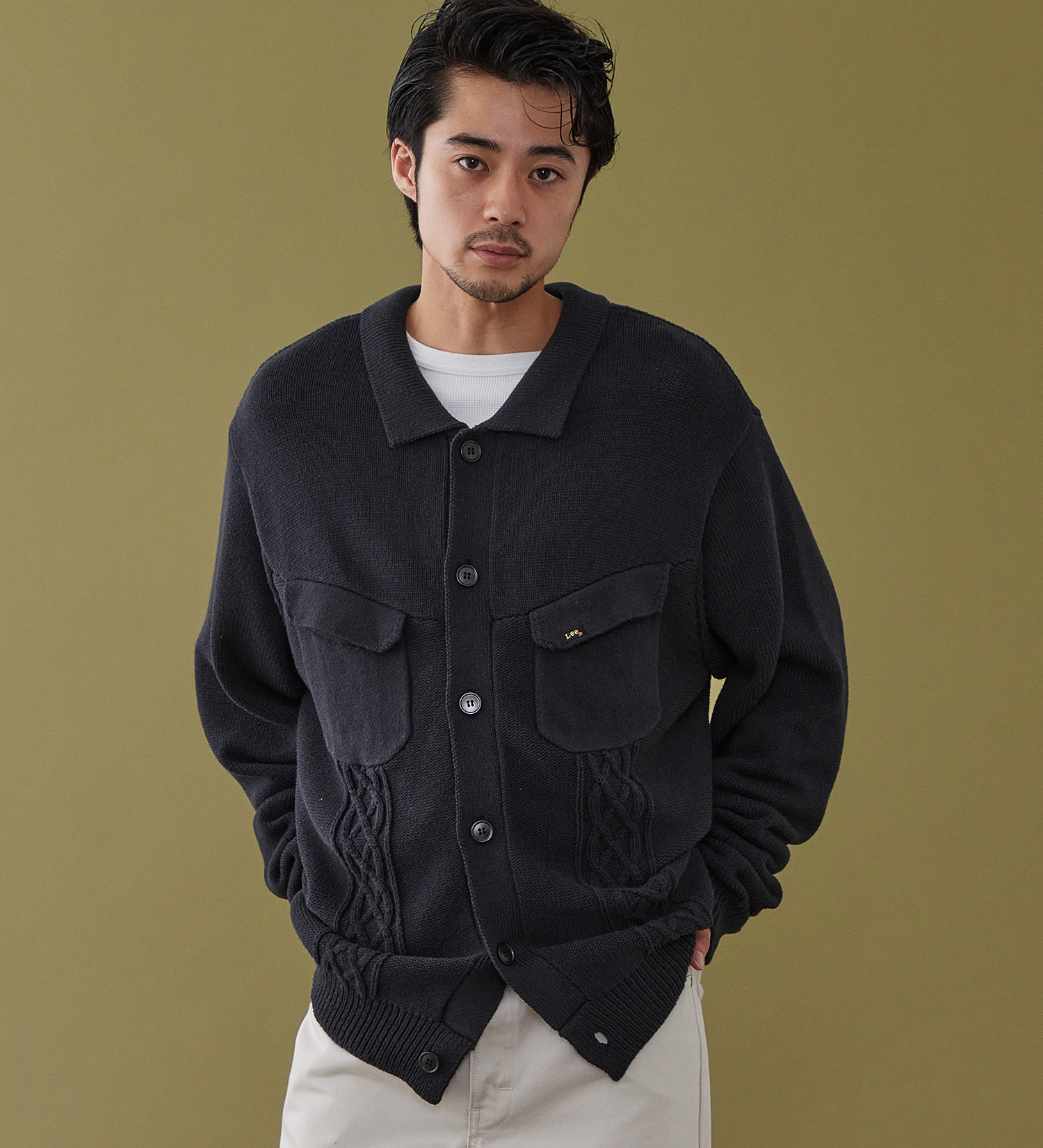 Lee(リー)のKNIT RIDERS JACKET / ニットライダースジャケット|トップス/ニット/セーター/メンズ|ネイビー