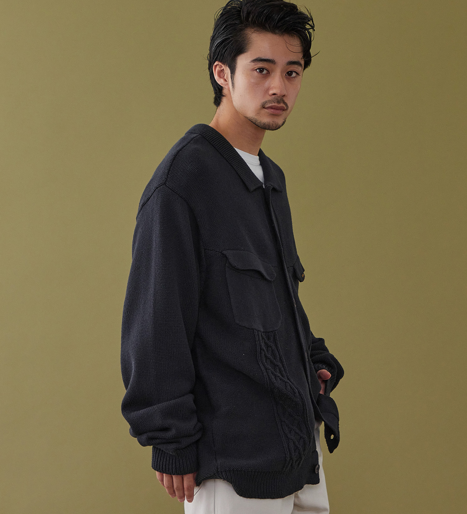 Lee(リー)のKNIT RIDERS JACKET / ニットライダースジャケット|トップス/ニット/セーター/メンズ|ネイビー