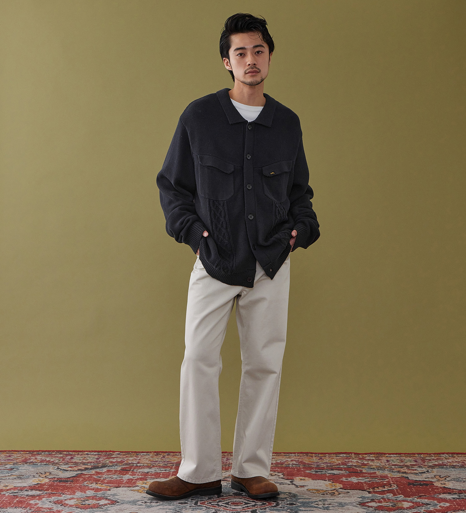 Lee(リー)のKNIT RIDERS JACKET / ニットライダースジャケット|トップス/ニット/セーター/メンズ|ネイビー