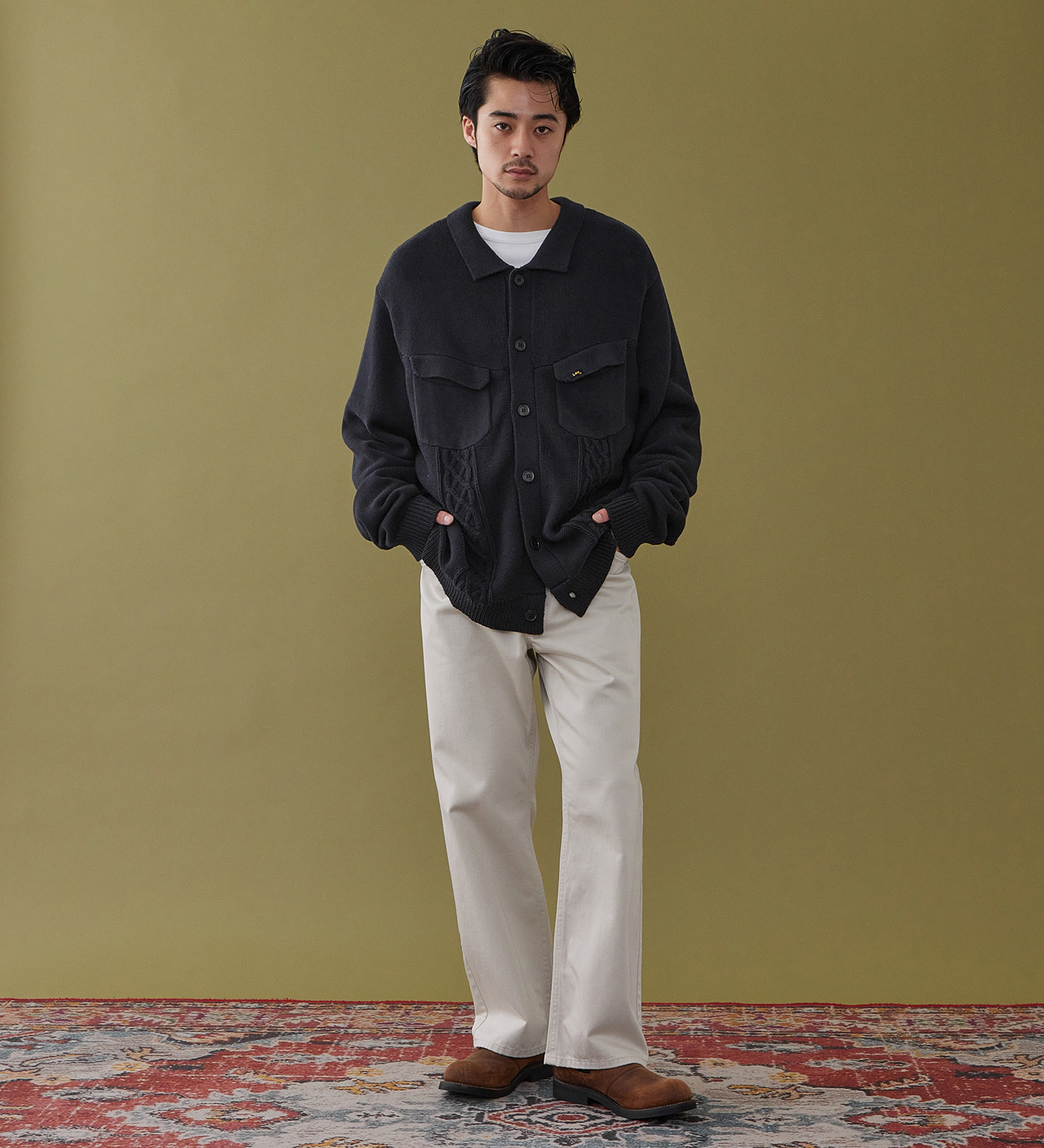 Lee(リー)のKNIT RIDERS JACKET / ニットライダースジャケット|トップス/ニット/セーター/メンズ|ネイビー