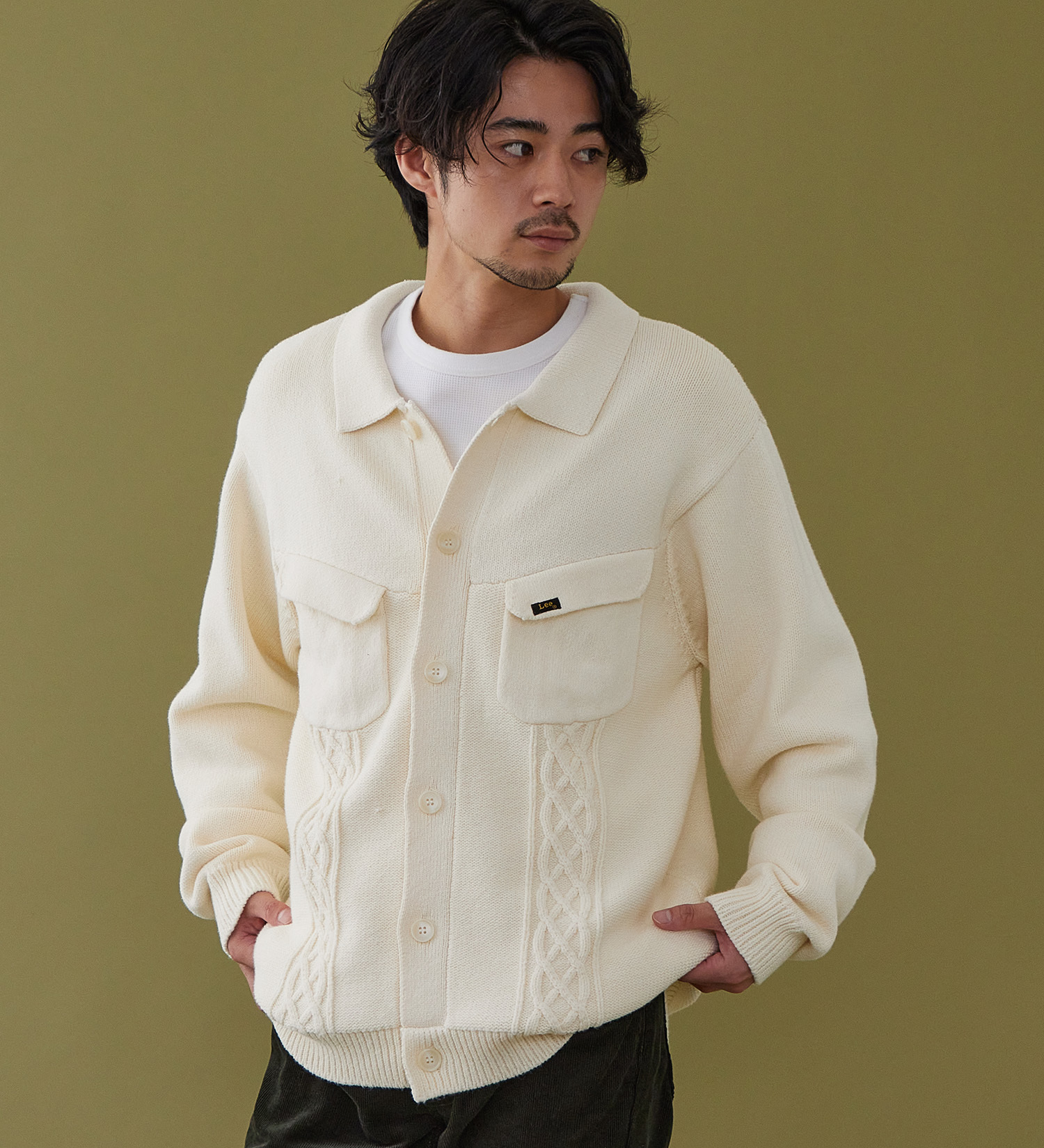 Lee(リー)のKNIT RIDERS JACKET / ニットライダースジャケット|トップス/ニット/セーター/メンズ|ホワイト
