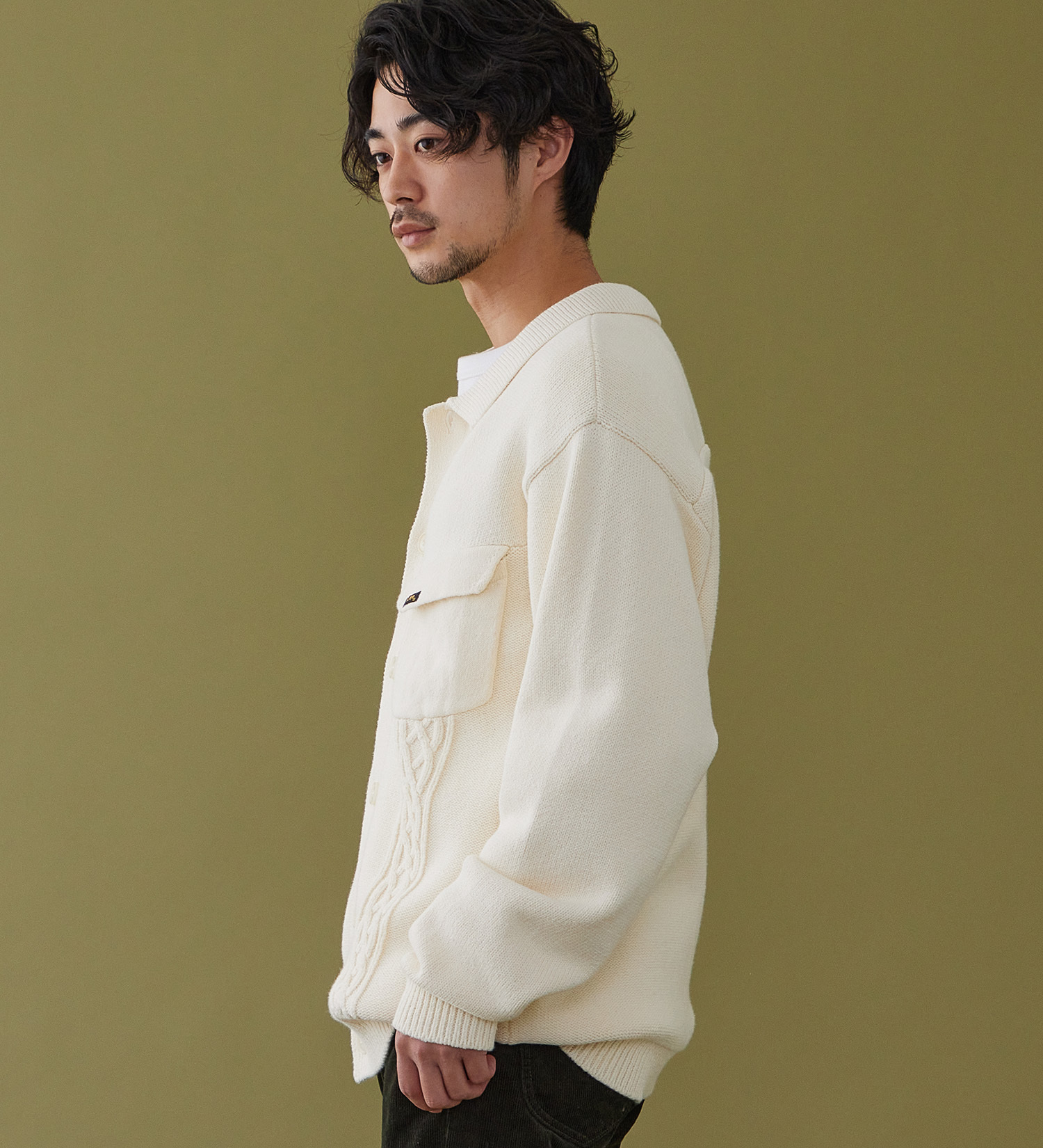 Lee(リー)のKNIT RIDERS JACKET / ニットライダースジャケット|トップス/ニット/セーター/メンズ|ホワイト