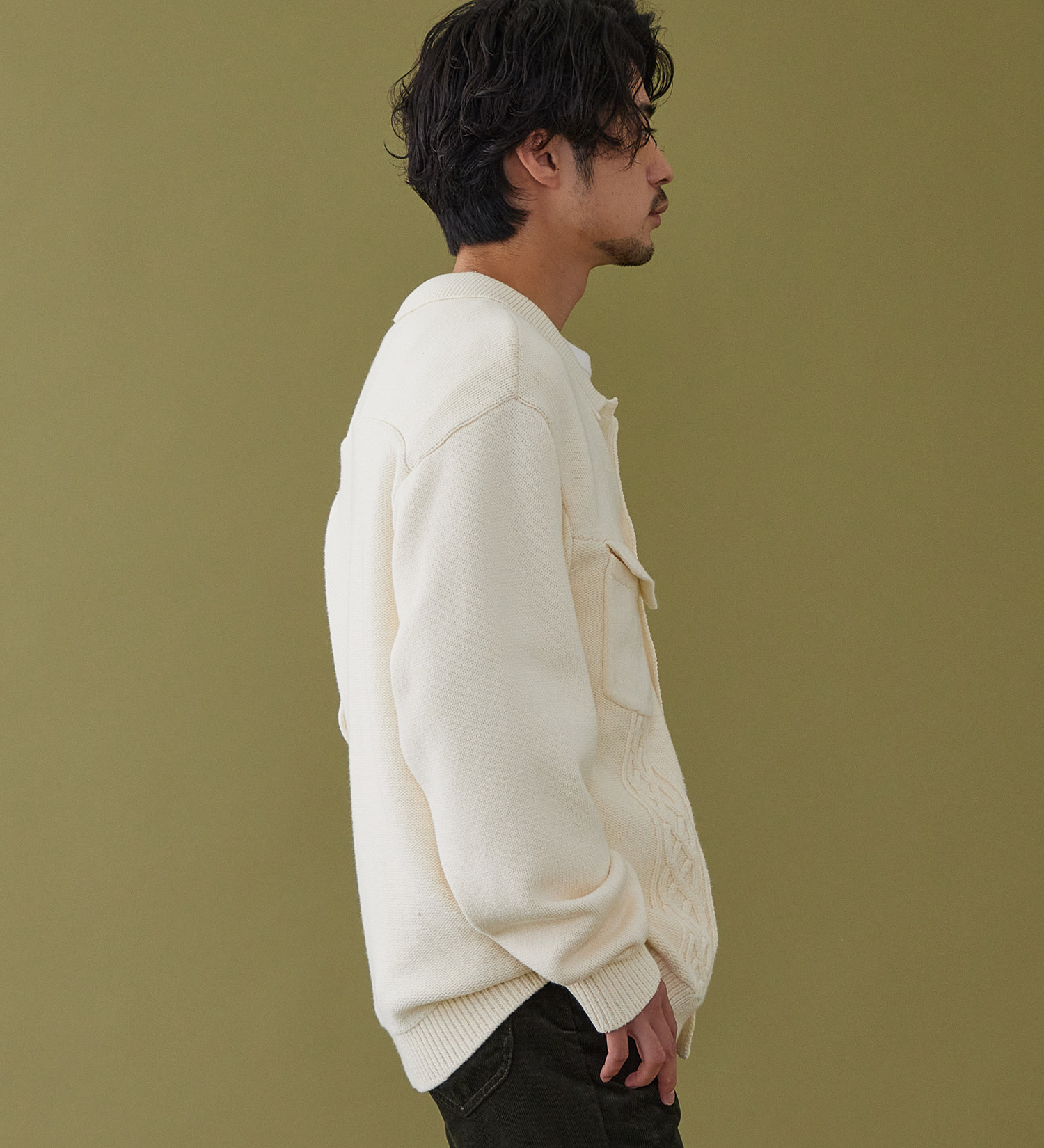 Lee(リー)のKNIT RIDERS JACKET / ニットライダースジャケット|トップス/ニット/セーター/メンズ|ホワイト