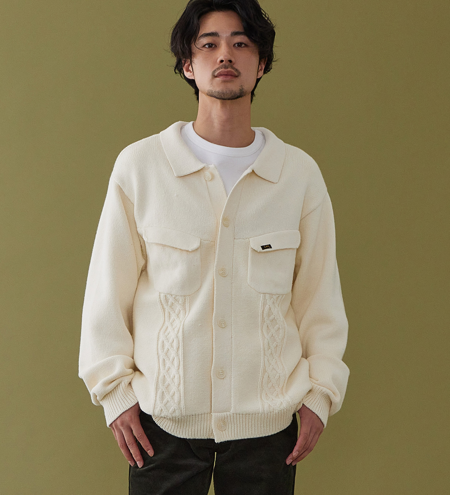 Lee(リー)のKNIT RIDERS JACKET / ニットライダースジャケット|トップス/ニット/セーター/メンズ|ホワイト