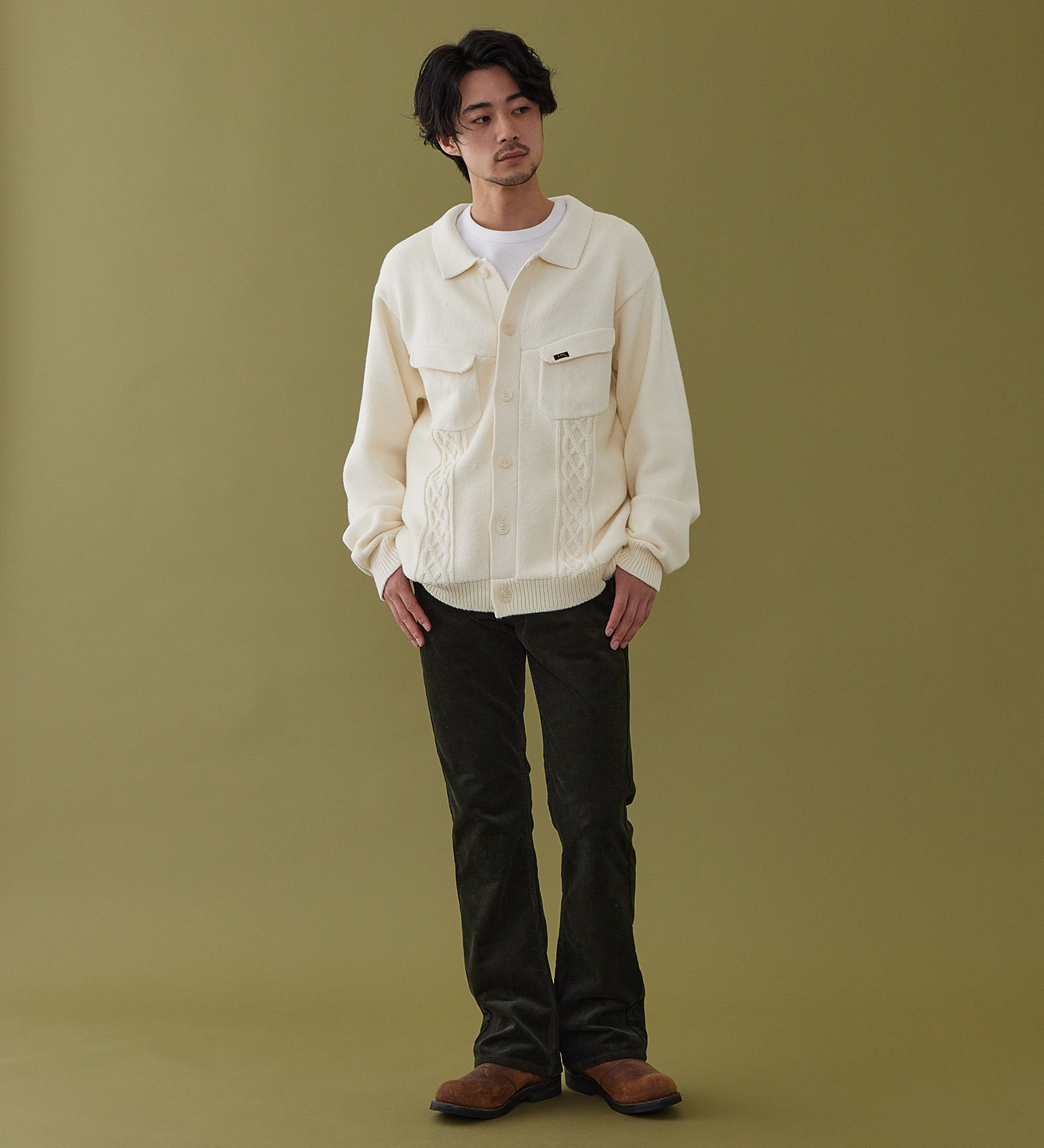 Lee(リー)のKNIT RIDERS JACKET / ニットライダースジャケット|トップス/ニット/セーター/メンズ|ホワイト