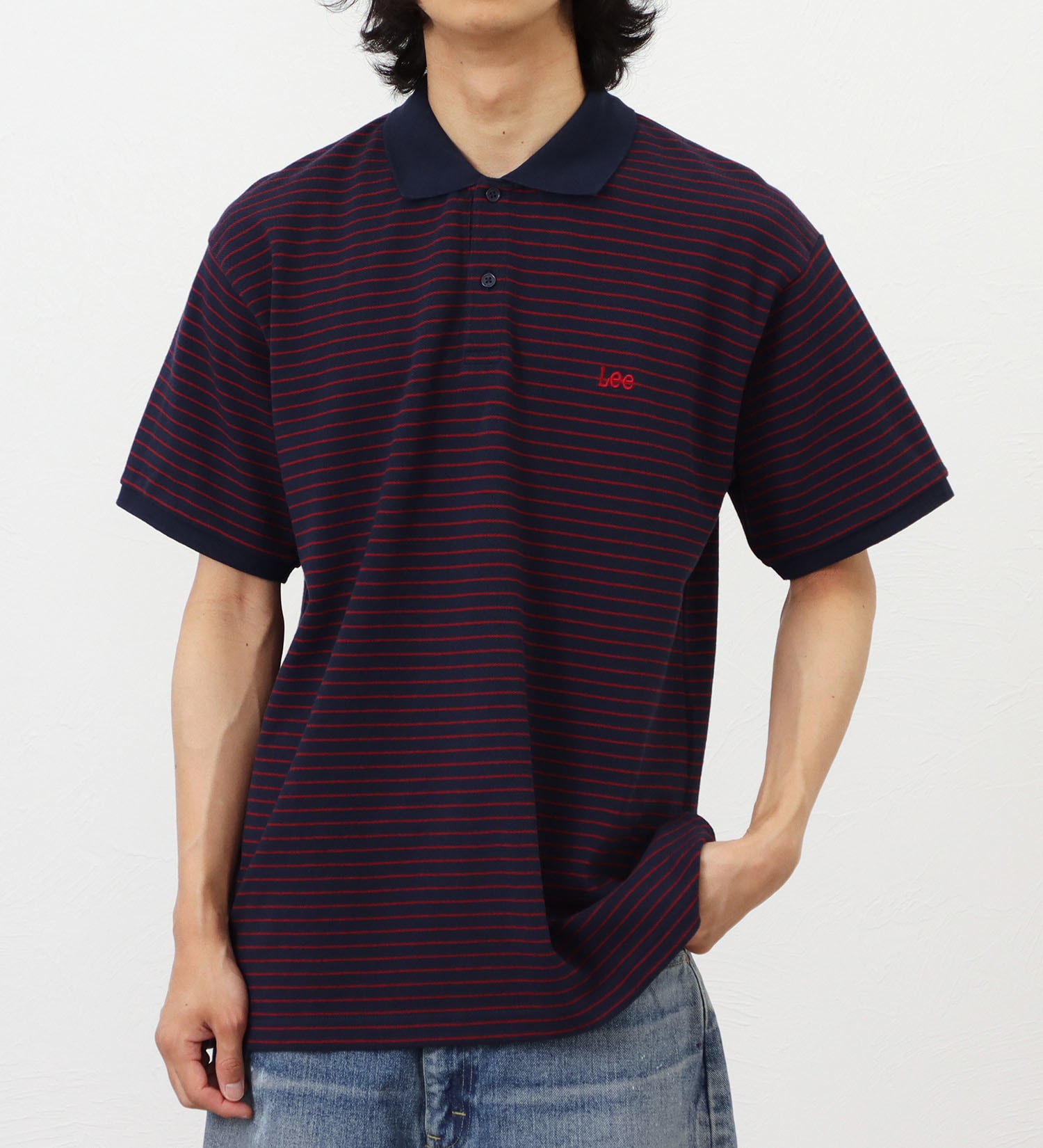 Lee(リー)の【ポイントアップ対象】【直営店・WEB別注】カノコポロシャツ|トップス/ポロシャツ/メンズ|ネイビー