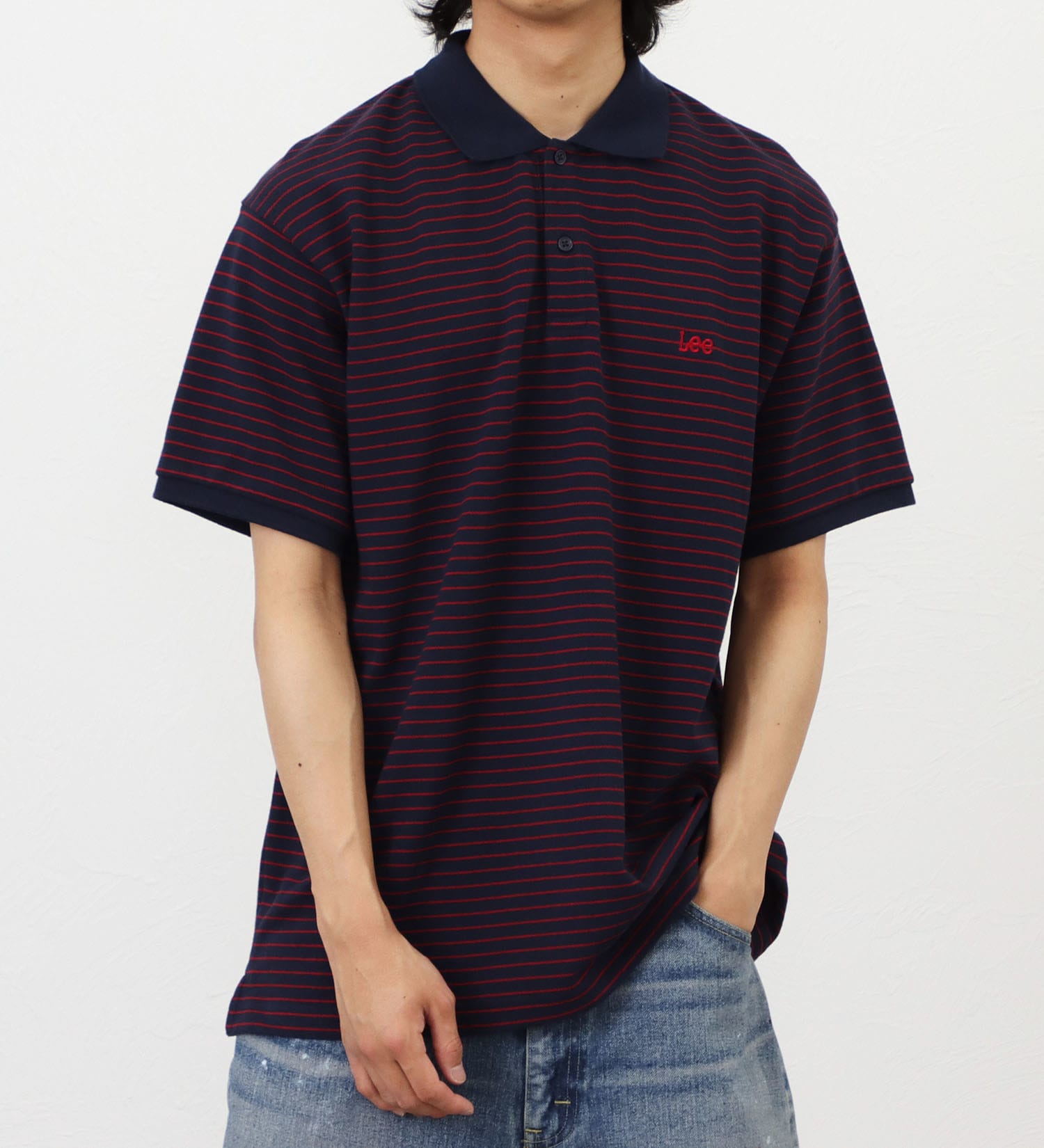 Lee(リー)の【ポイントアップ対象】【直営店・WEB別注】カノコポロシャツ|トップス/ポロシャツ/メンズ|ネイビー