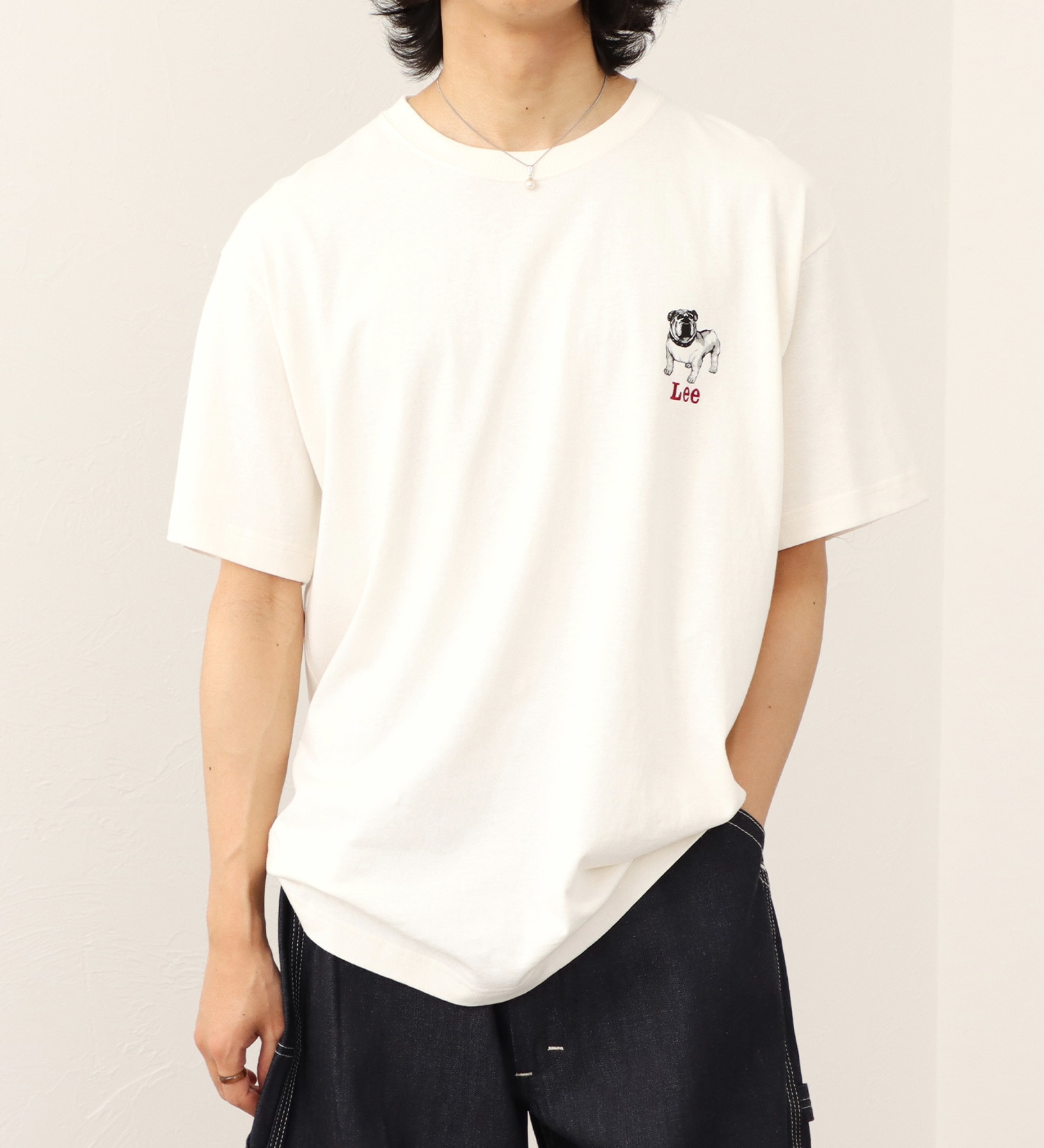 Lee(リー)の【直営店・WEB別注】ブルドッグ フロッキープリントTシャツ|トップス/Tシャツ/カットソー/メンズ|ホワイト