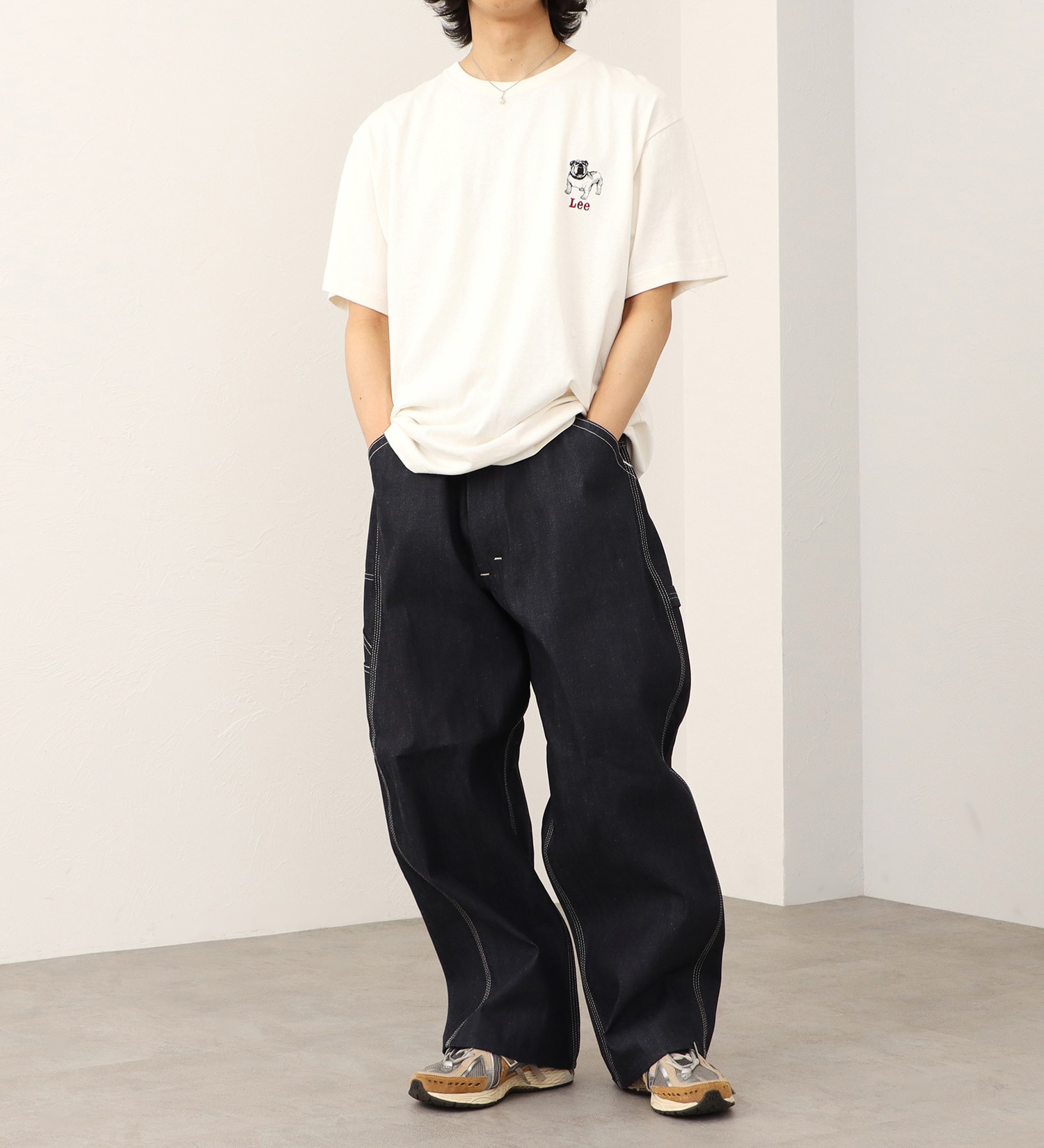 Lee(リー)の【直営店・WEB別注】ブルドッグ フロッキープリントTシャツ|トップス/Tシャツ/カットソー/メンズ|ホワイト