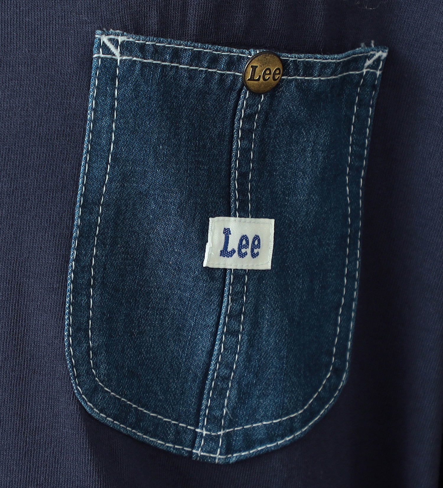Lee(リー)の【GW SALE】ラウンドヘム デニムポケット 半袖Tシャツ|トップス/Tシャツ/カットソー/レディース|ネイビー