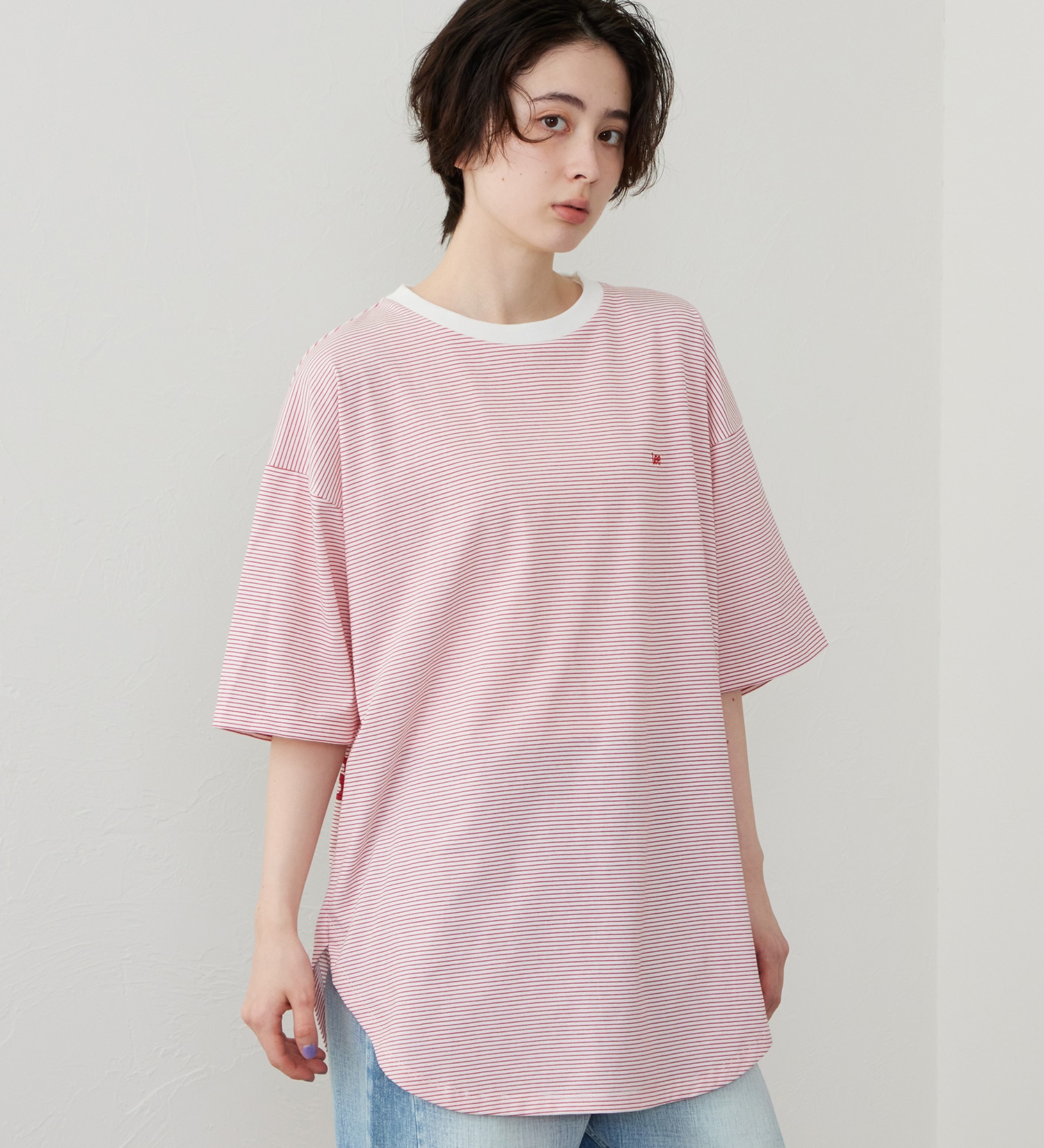 Lee(リー)のラウンドヘム ショートスリーブTシャツ|トップス/Tシャツ/カットソー/レディース|レッド